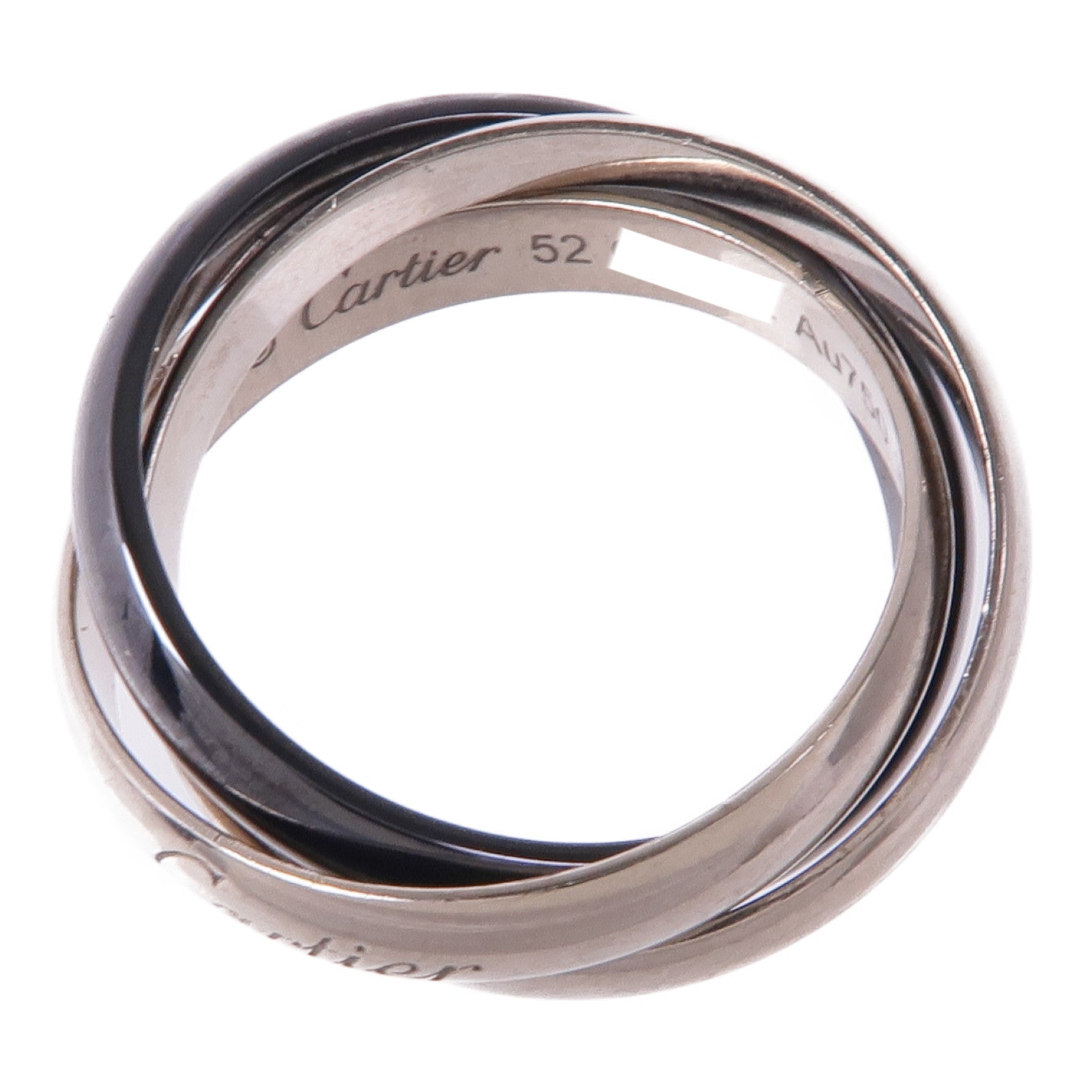 CARTIER 18K白金Trinity Ring陶瓷戒指US#6.25/Cartier#52