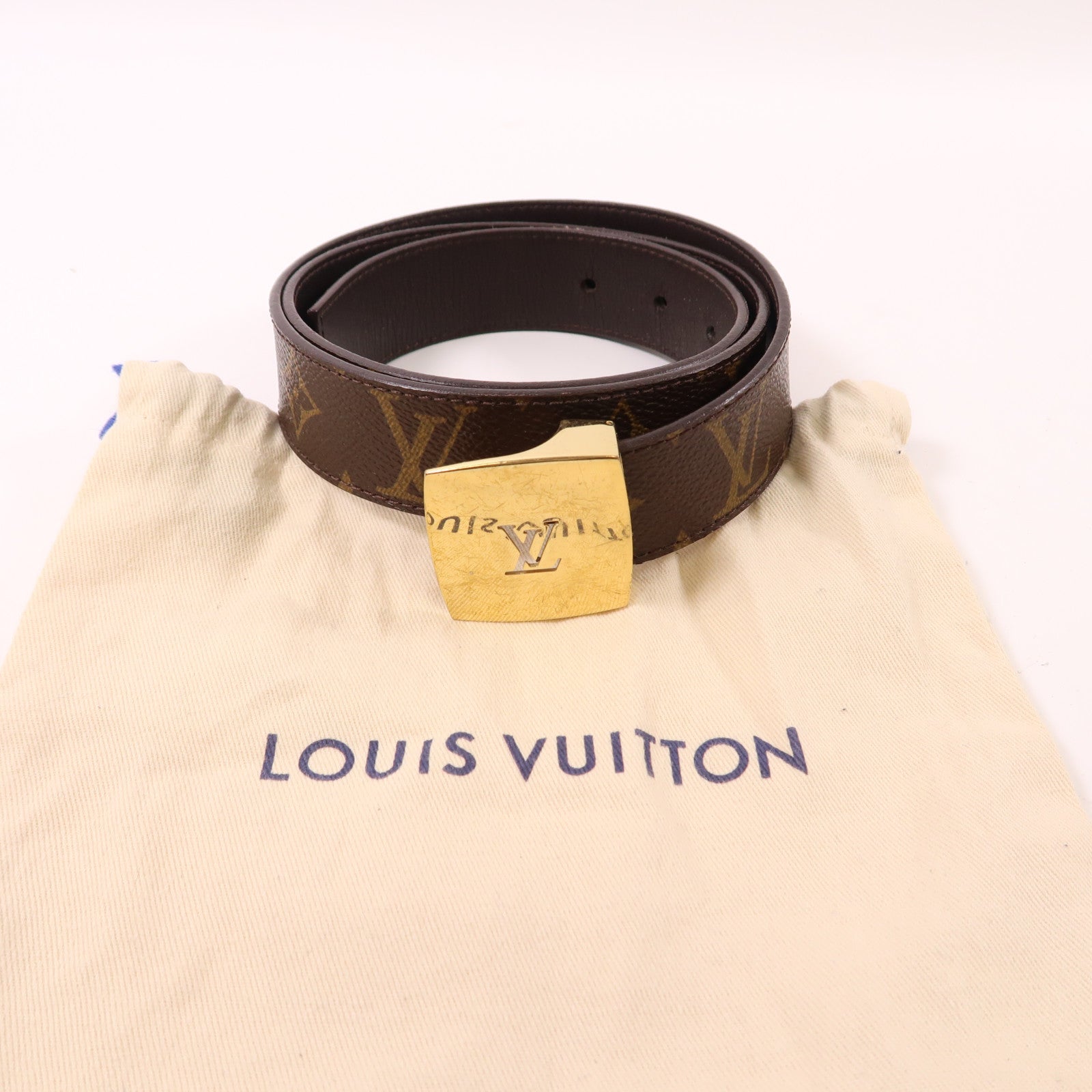 LOUIS VUITTON 【激減優惠】Monogram Ceinture LV Cut金扣皮帶