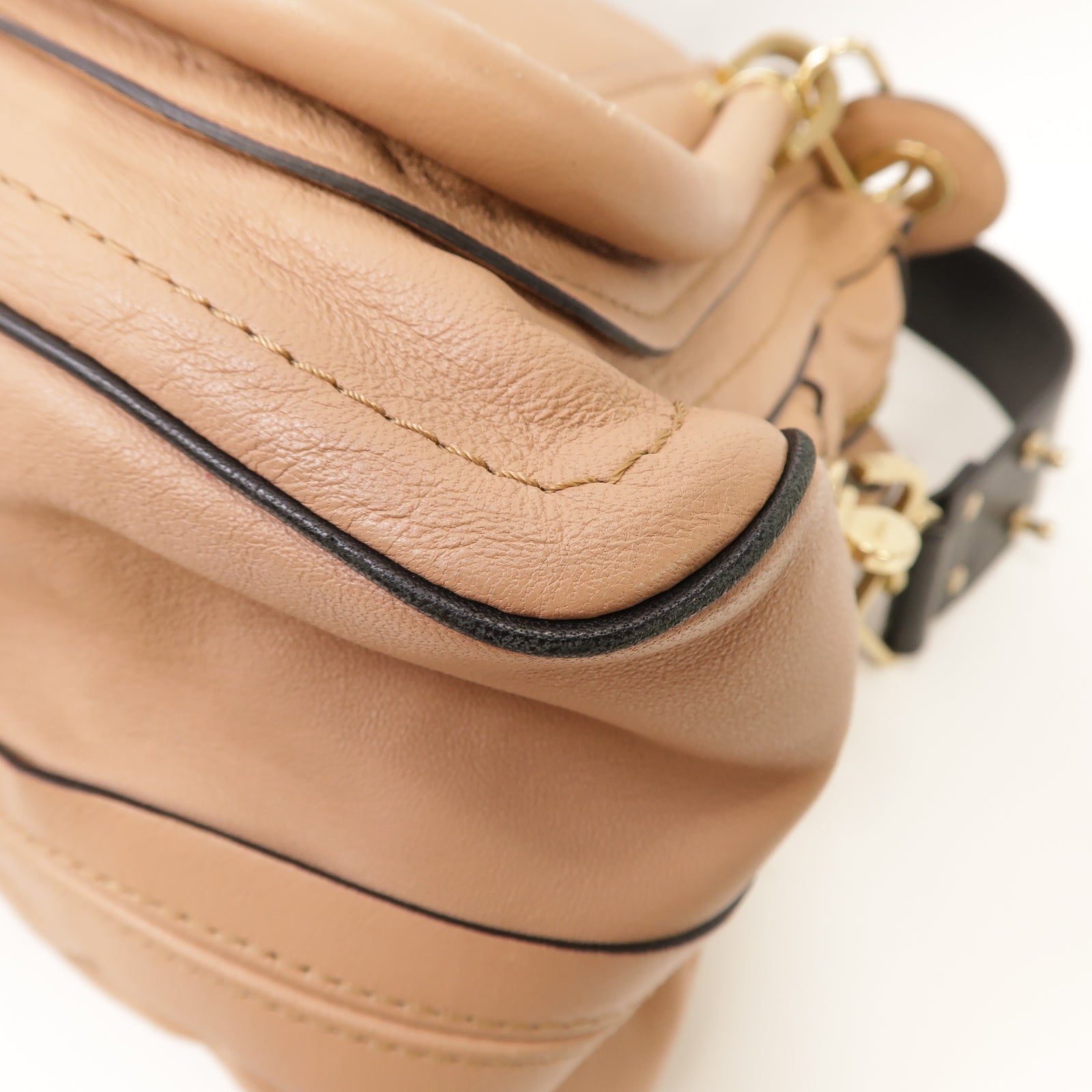 Chloe 【激減優惠】牛皮皮革2 Way Shoulder Bag金扣手挽肩背兩用袋裸色