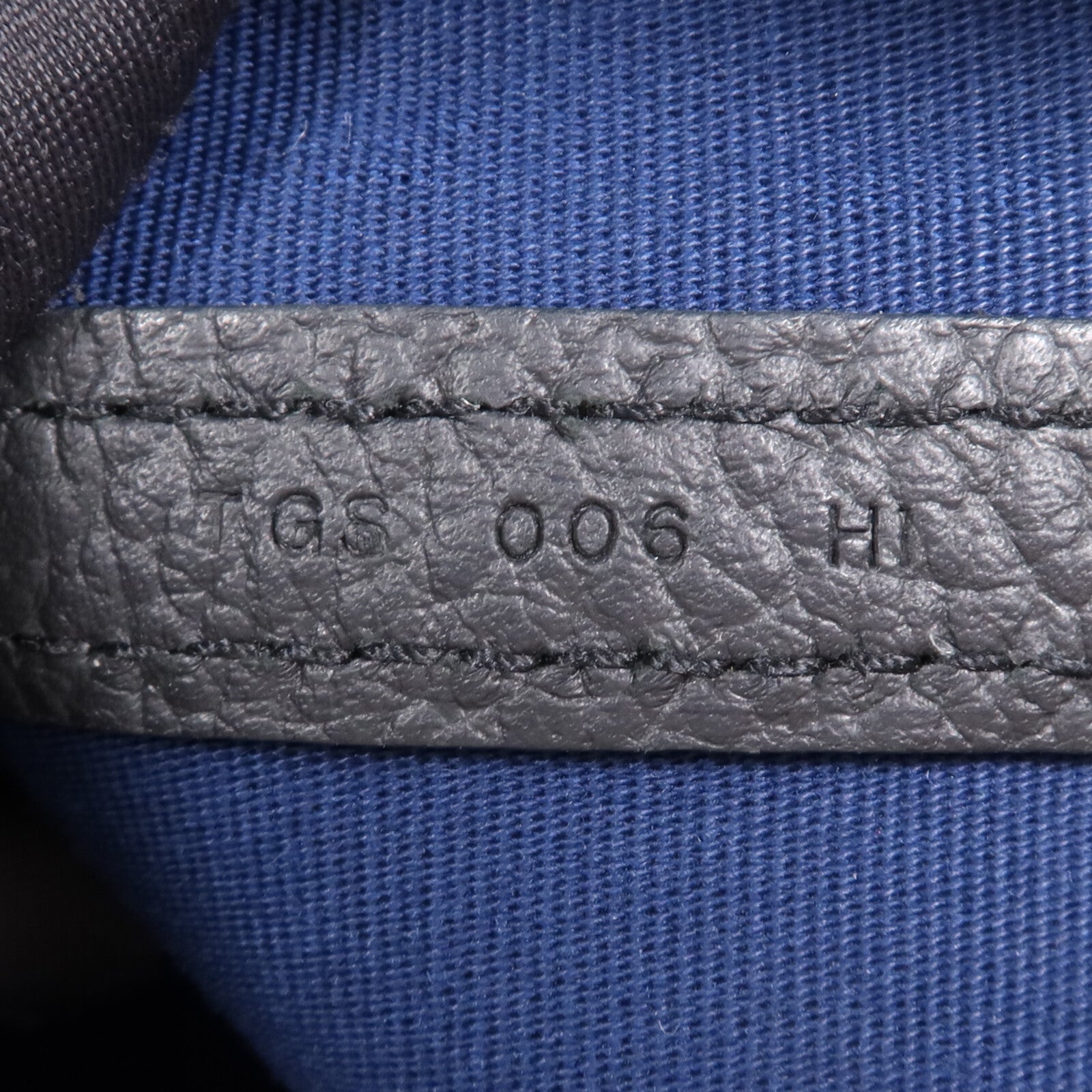 HERMES 帆布/皮革Garden Party PM銀扣手挽袋Leder Blue