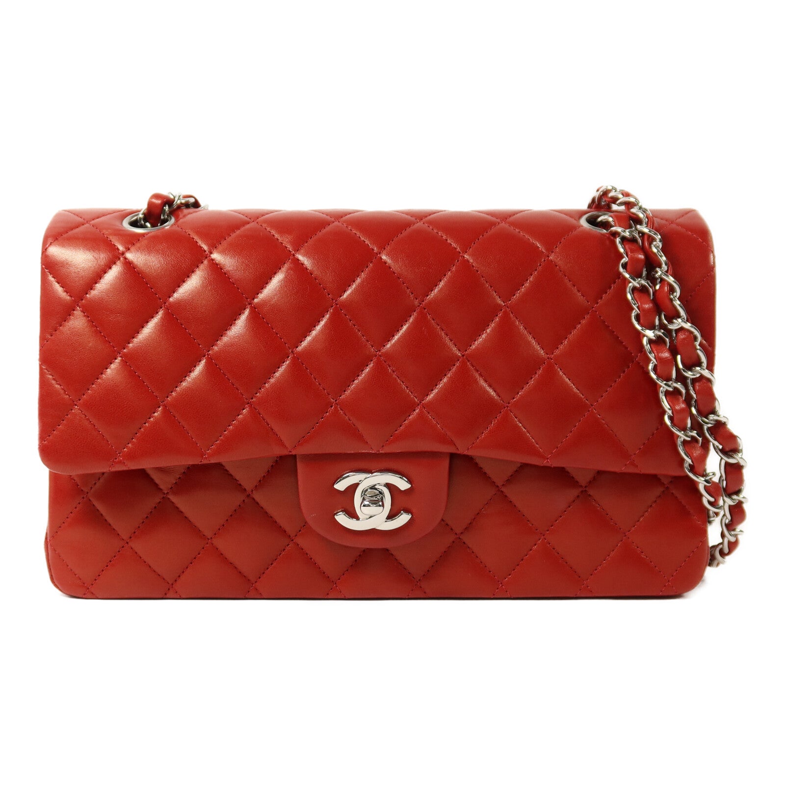 CHANEL 羊皮皮革Classic 25銀扣鏈帶肩背袋