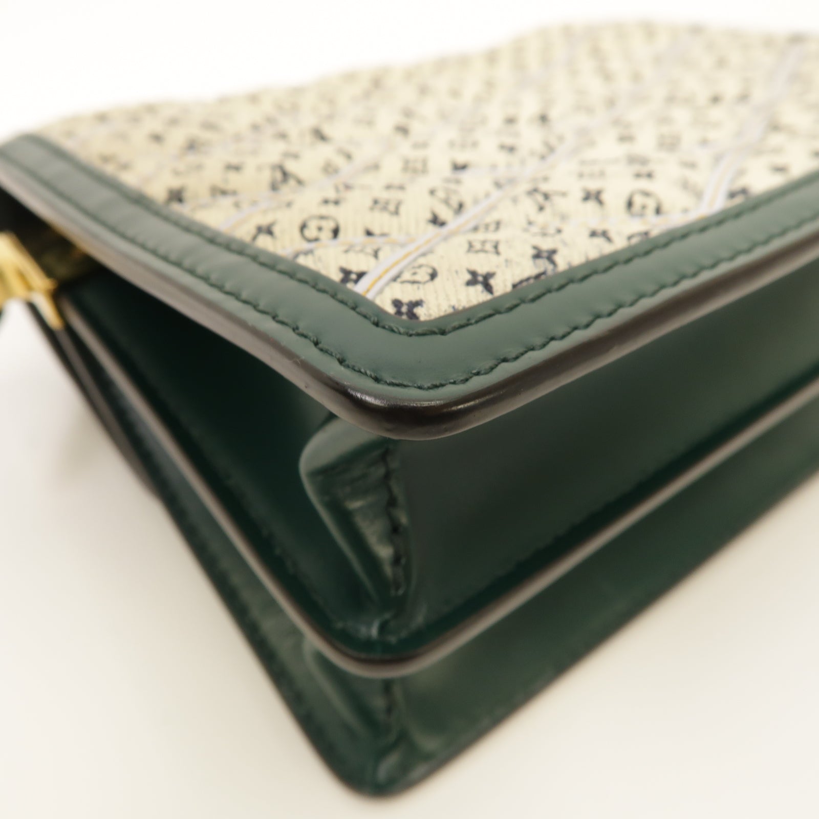 LOUIS VUITTON 【激減優惠】帆布Mini Dauphine金扣肩背袋綠色/白色