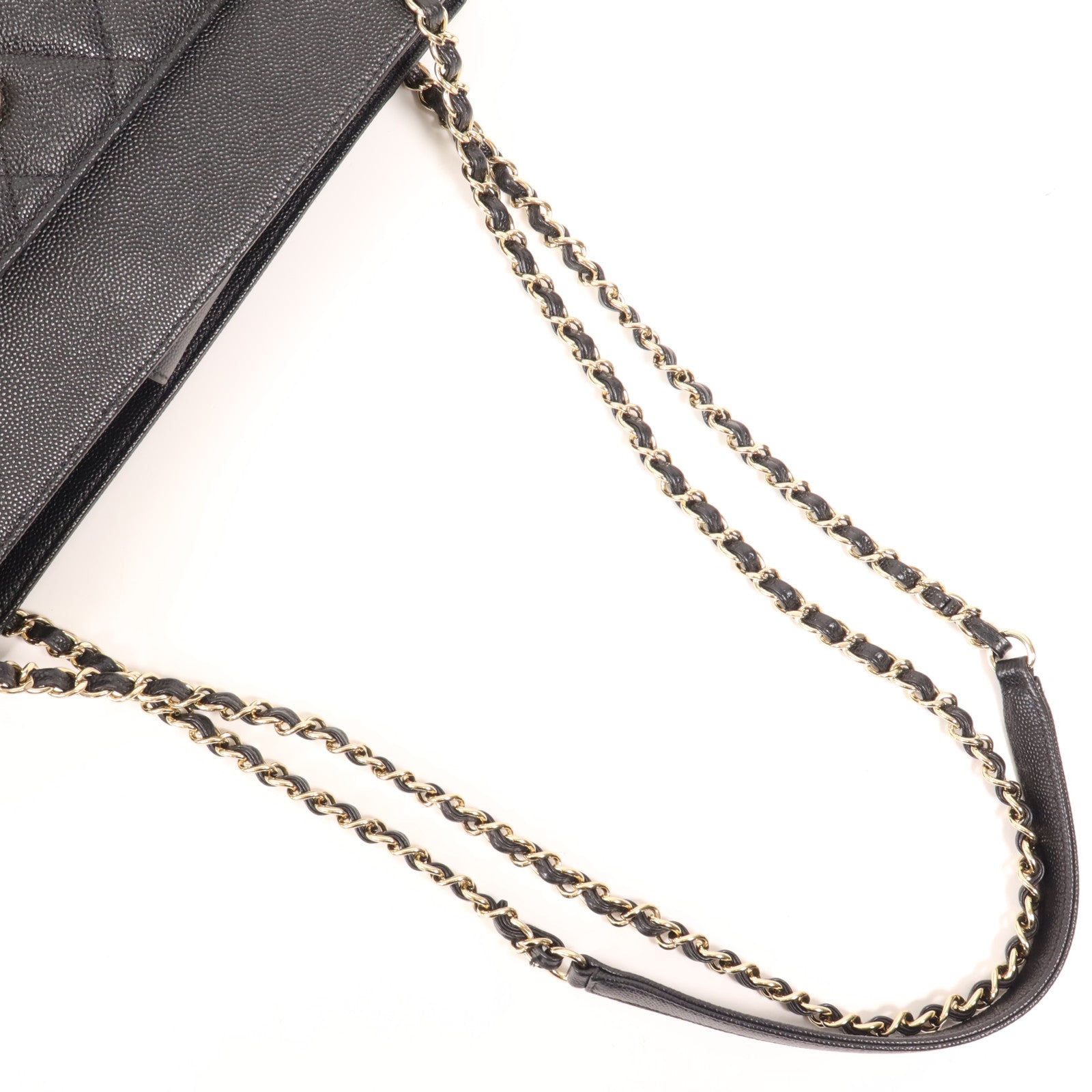 CHANEL 牛皮皮革Chain Tote金扣鏈帶肩背袋