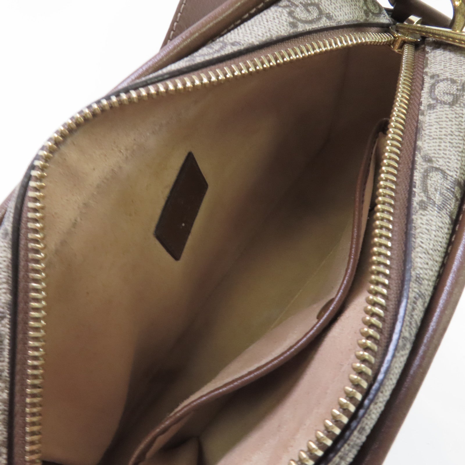 GUCCI 塗層帆布Interlocking G Shoulder Bag金扣肩背袋啡色