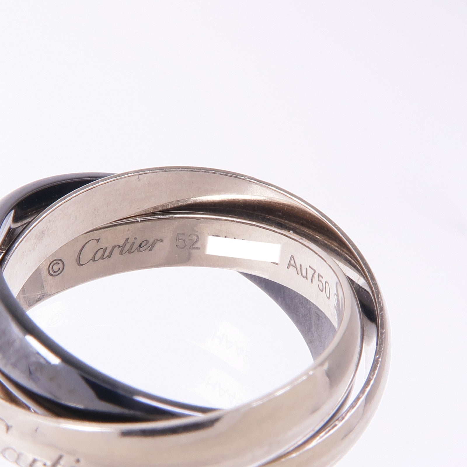 CARTIER 18K白金Trinity Ring陶瓷戒指US#6.25/Cartier#52