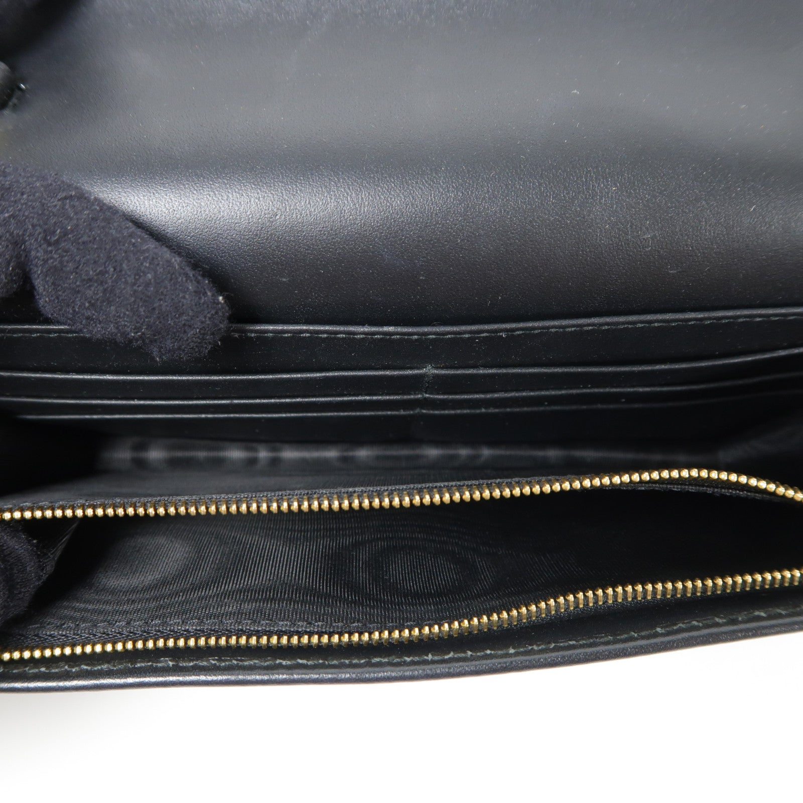 GUCCI GG GHW Chain Shoulder Bag Calfskin Leather Black