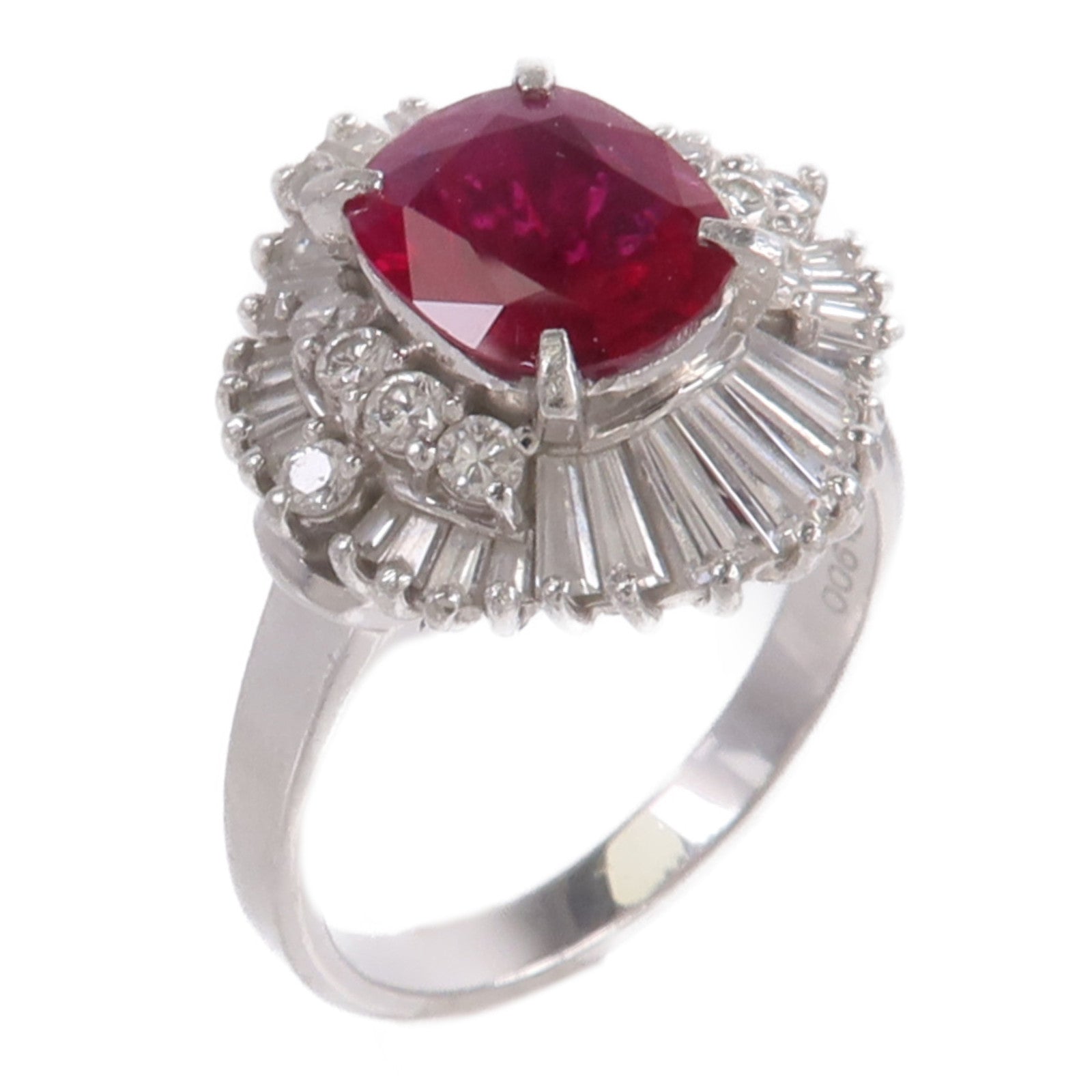 JEWELRY PT900鉑金Ruby Diamond Ring紅寶石/鑽石戒指