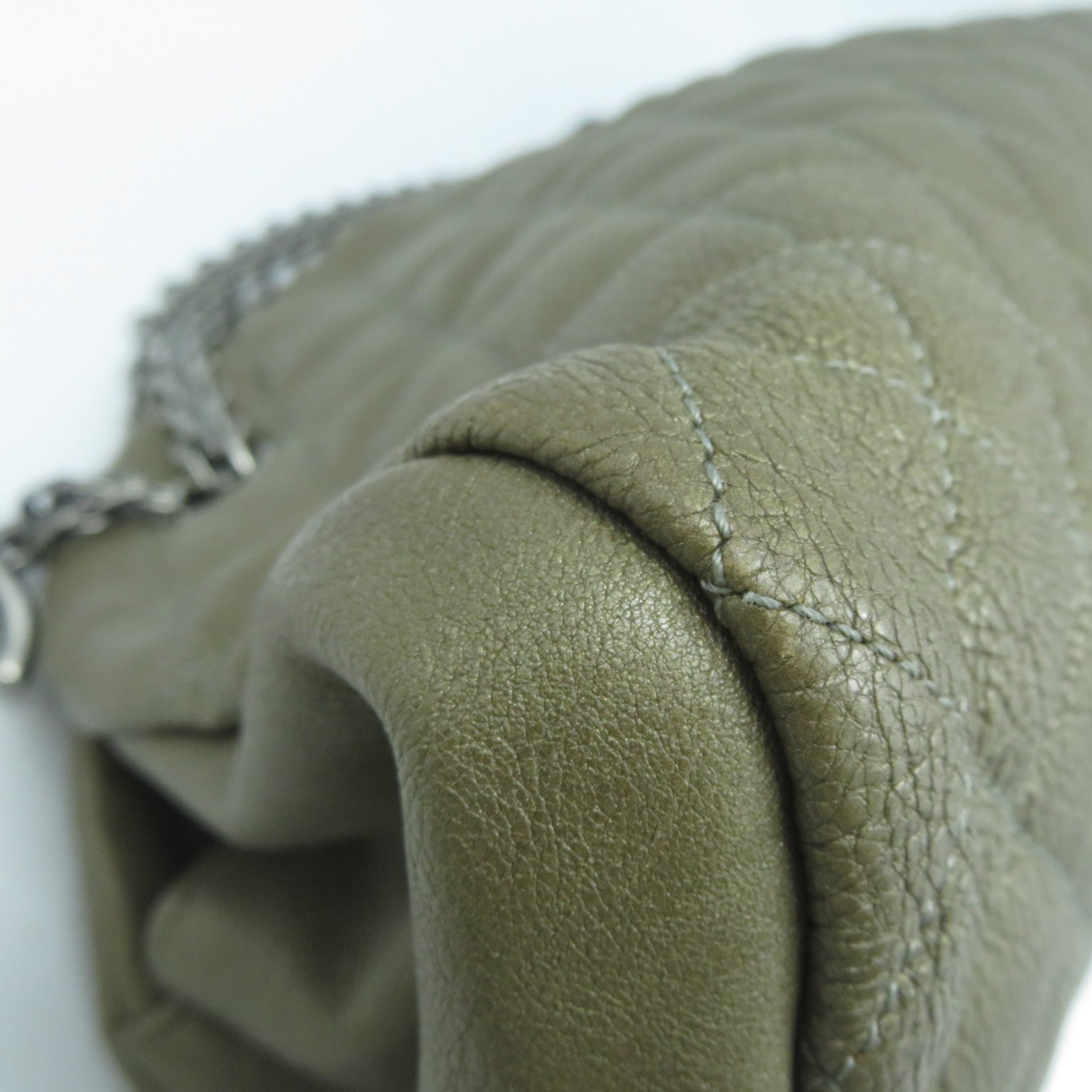 CHANEL 【激減優惠】菱格牛皮皮革Chain Shoulder Bag銀扣鏈帶肩背袋啡色