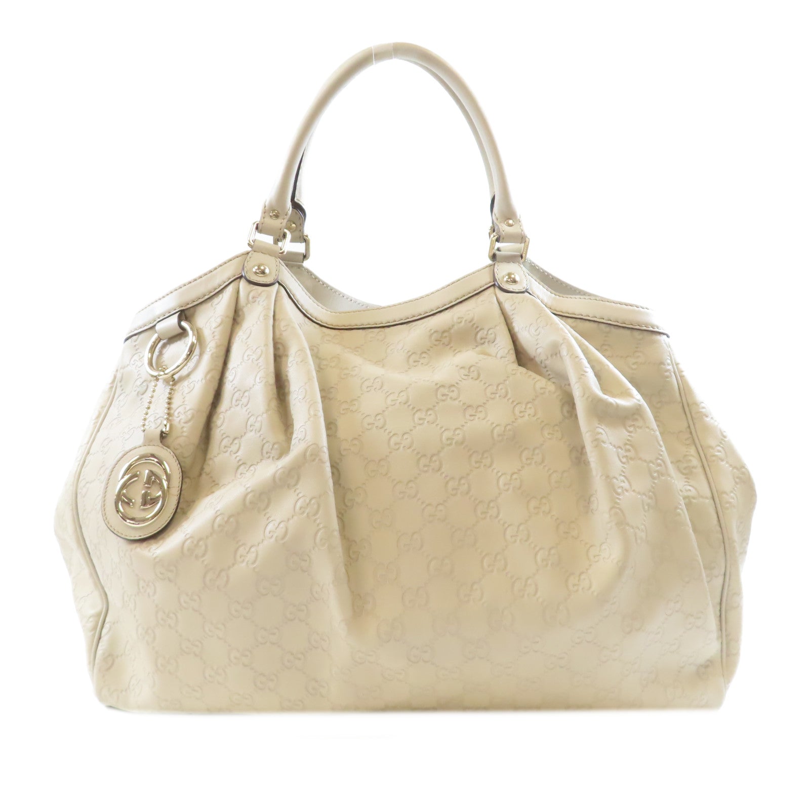 GUCCI 皮革Hand Bag金扣手挽袋灰色