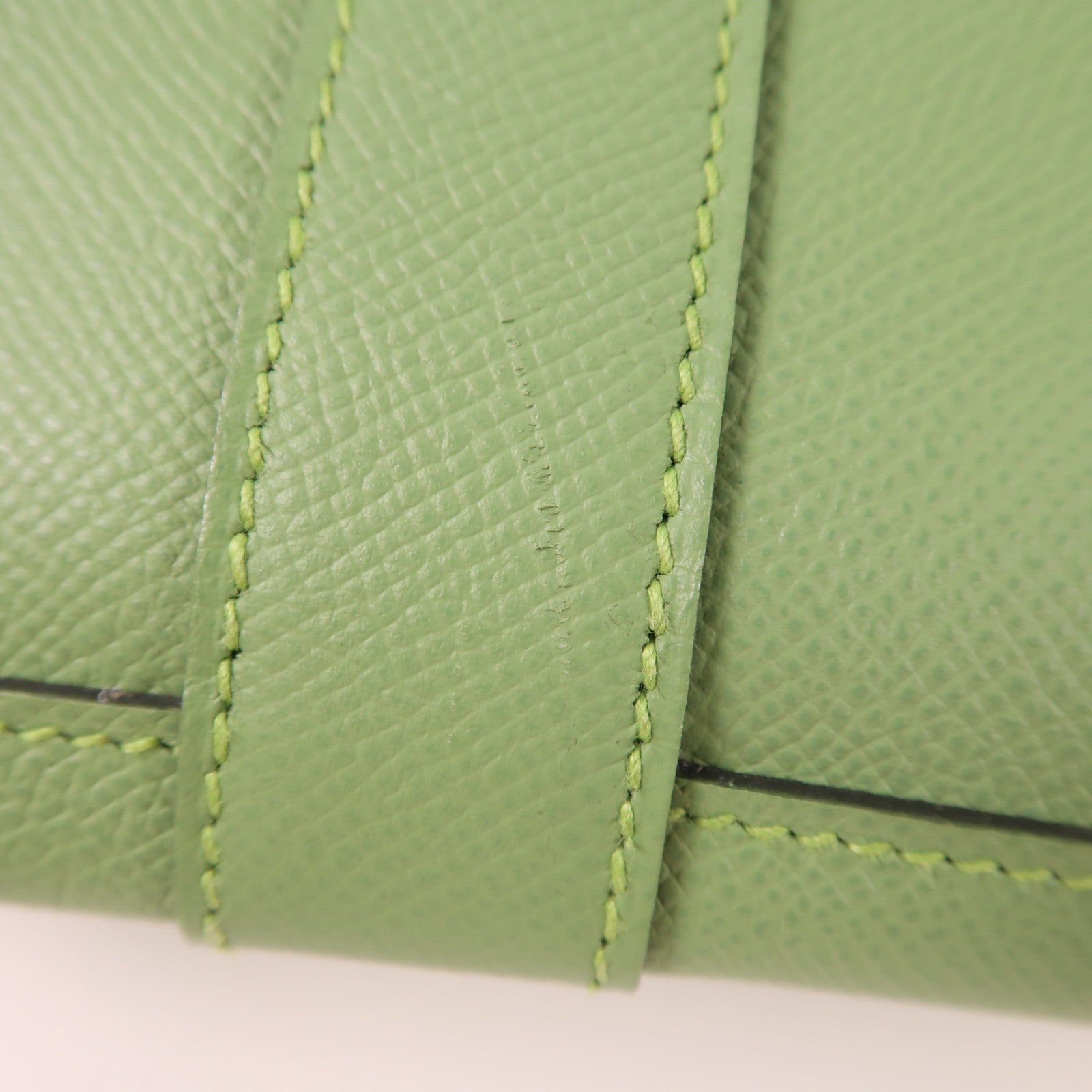 HERMES Epsom皮革Garden Party TPM銀扣手挽袋Vert Criquet