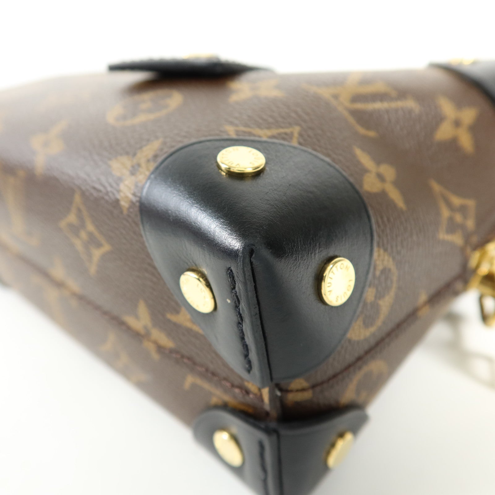 LOUIS VUITTON Monogram Petite Malle Souple金扣手挽肩背兩用袋棕色