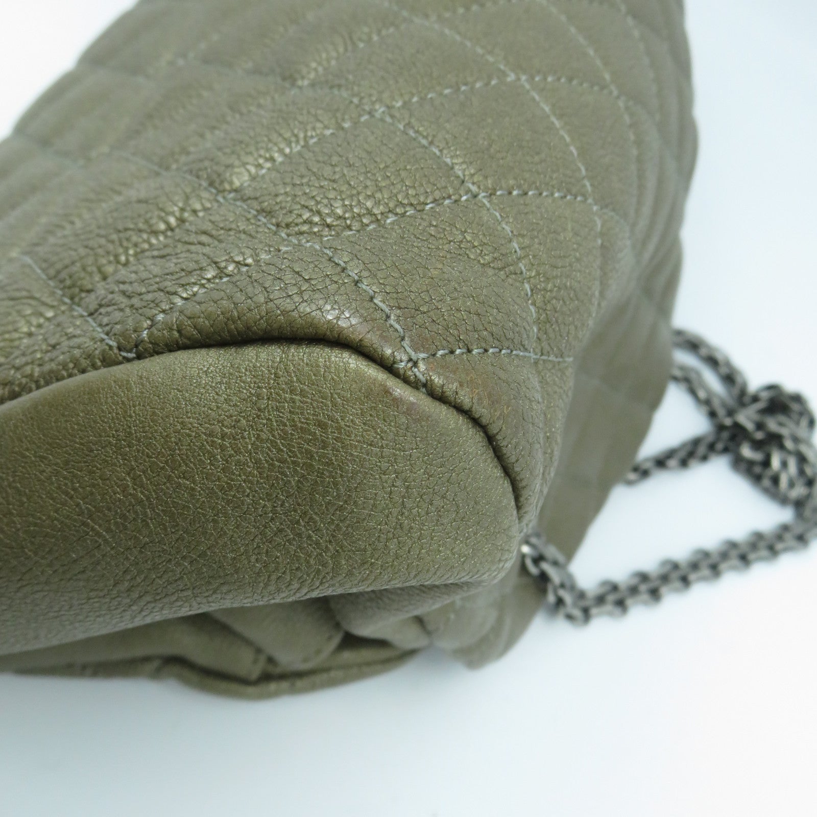CHANEL 【激減優惠】菱格牛皮皮革Chain Shoulder Bag銀扣鏈帶肩背袋啡色