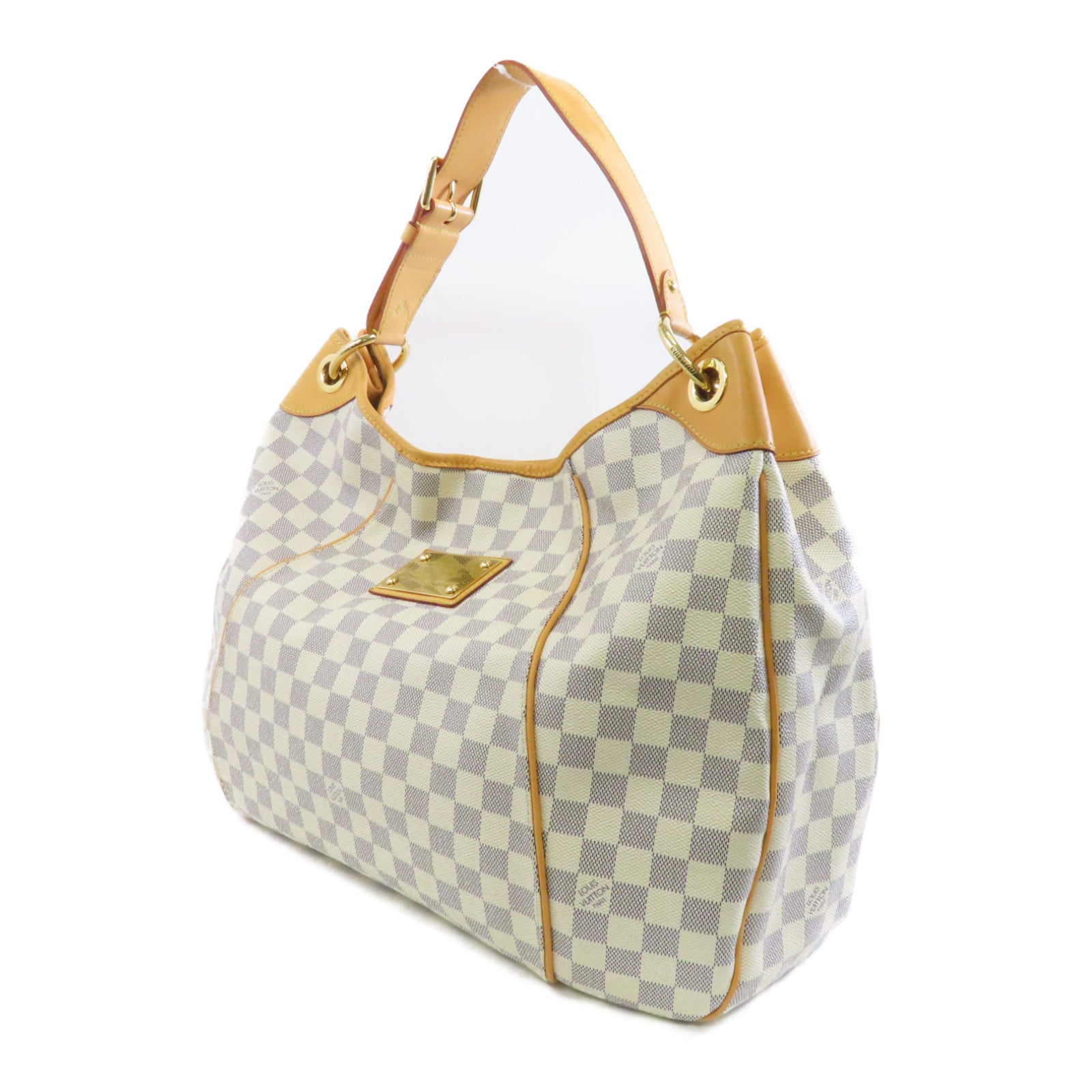 LOUIS VUITTON 【激減優惠】Damier Azur Galliera GM金扣肩背袋白色