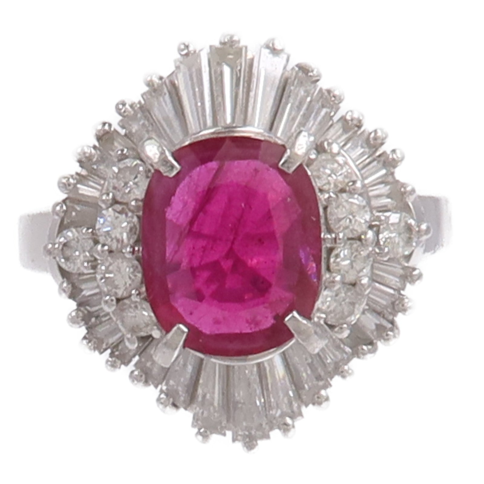 JEWELRY PT900鉑金Ruby Diamond Ring紅寶石/鑽石戒指
