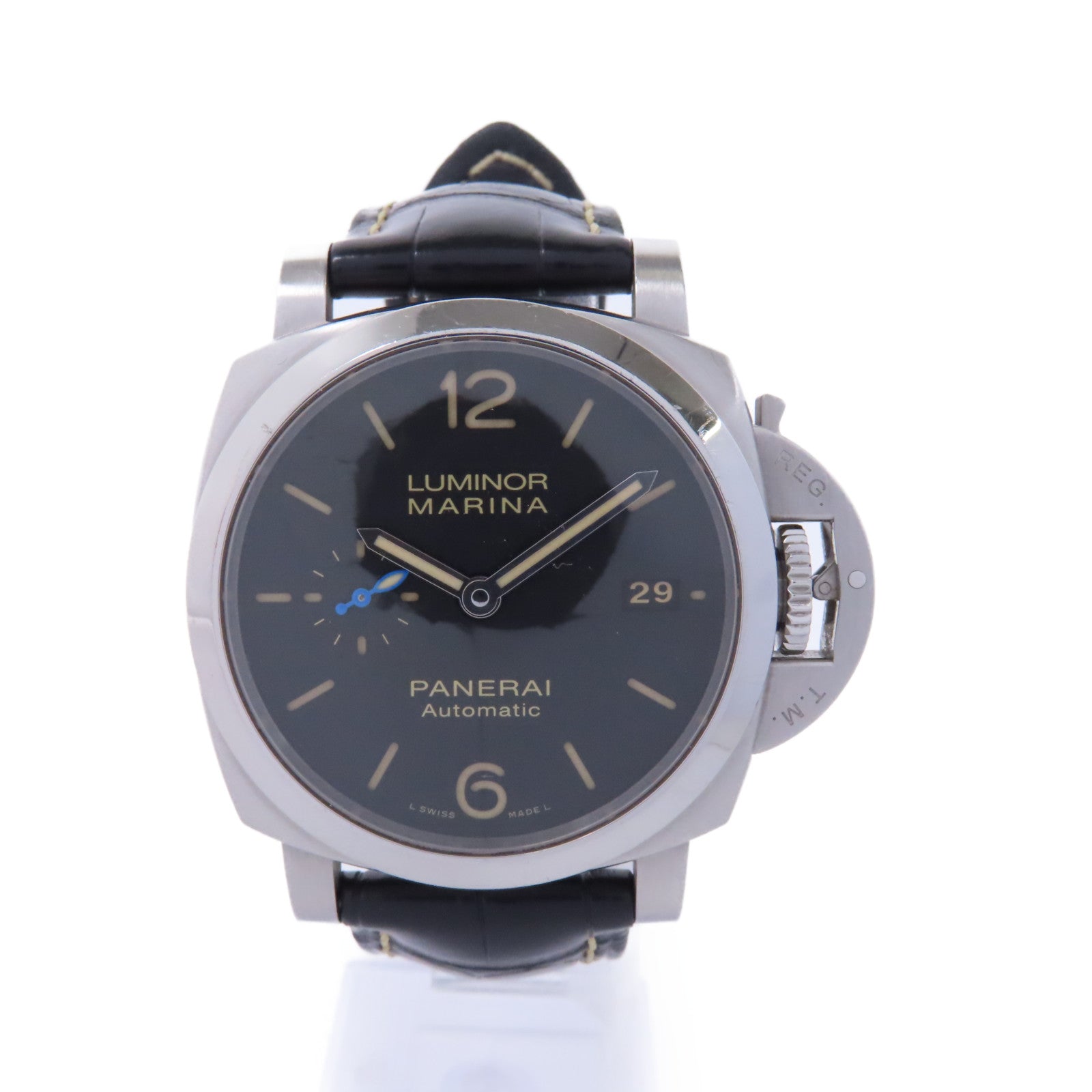 PANERAI Luminor Marina 1950不鏽鋼/皮革帶手錶自動機芯黑色
