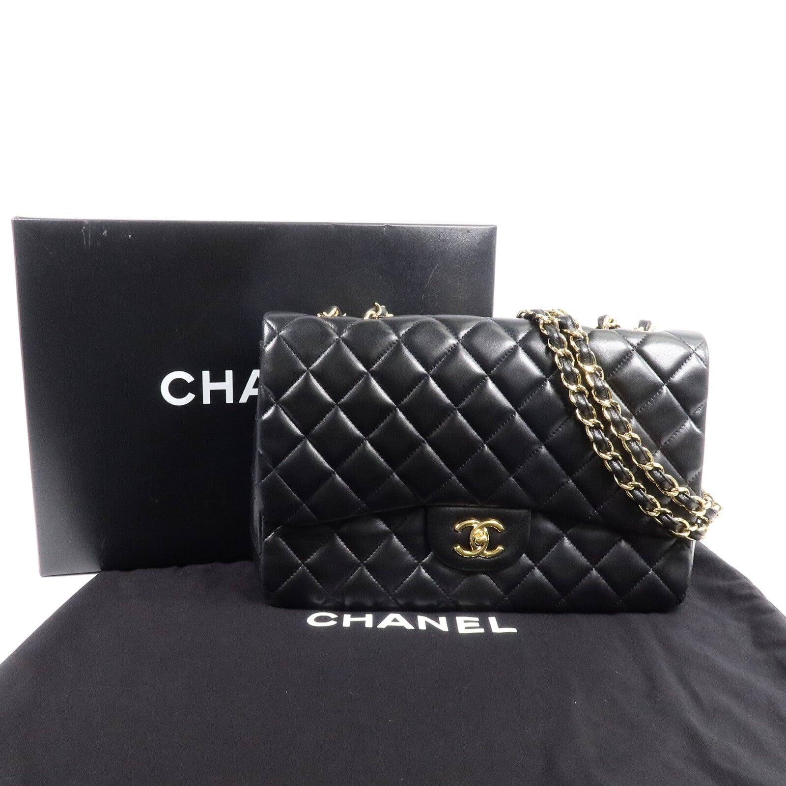 CHANEL 羊皮皮革Large Classic Single Flap Bag鏈帶肩背袋