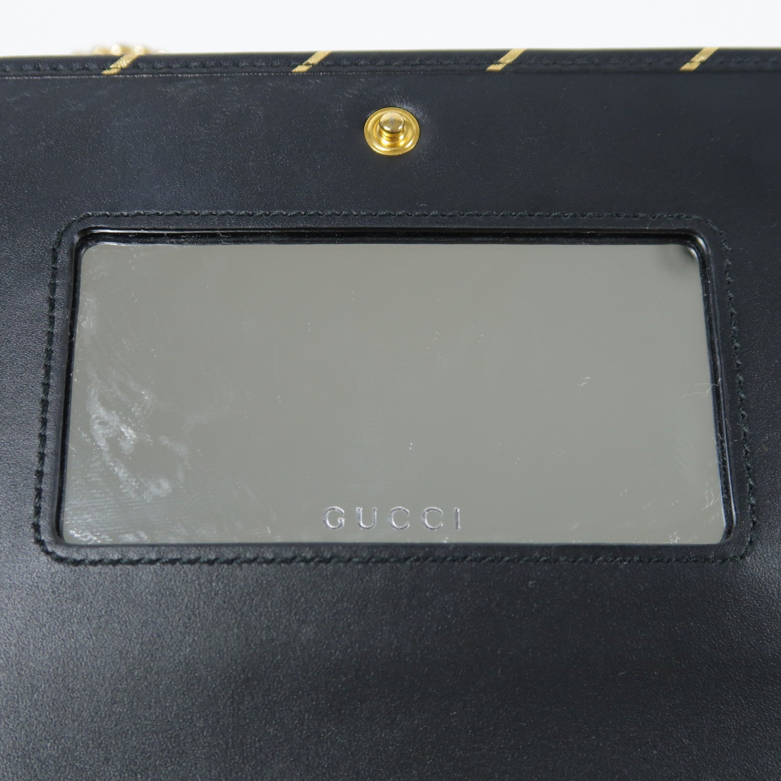GUCCI GG GHW Chain Shoulder Bag Calfskin Leather Black