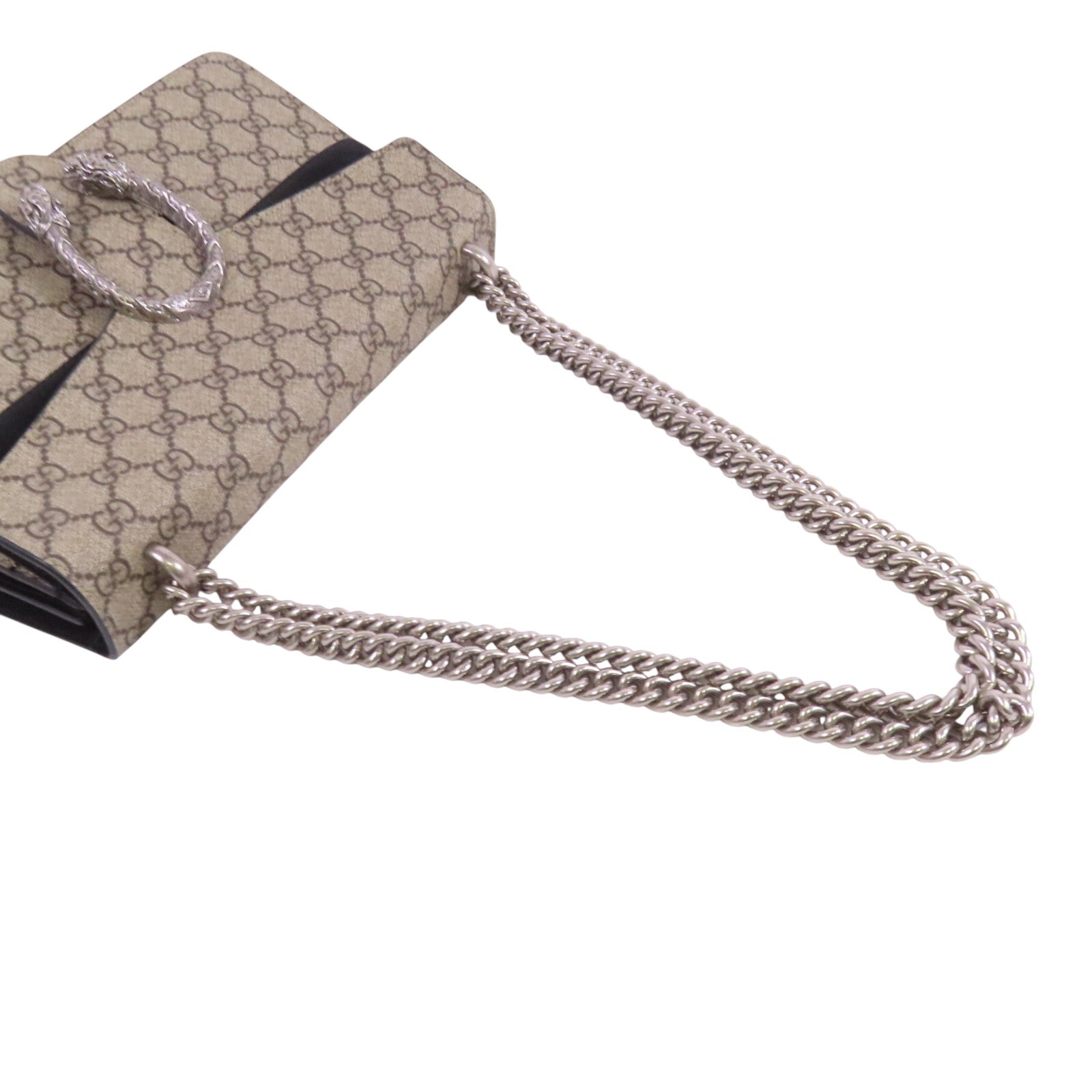 GUCCI 塗層帆布Dionysus銀扣鏈帶肩背袋