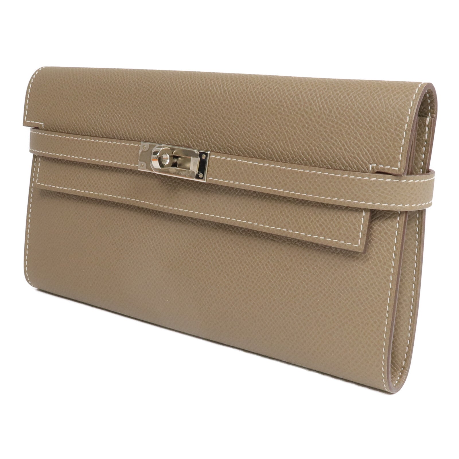HERMES Epsom皮革Kelly Wallet長錢包Etoupe