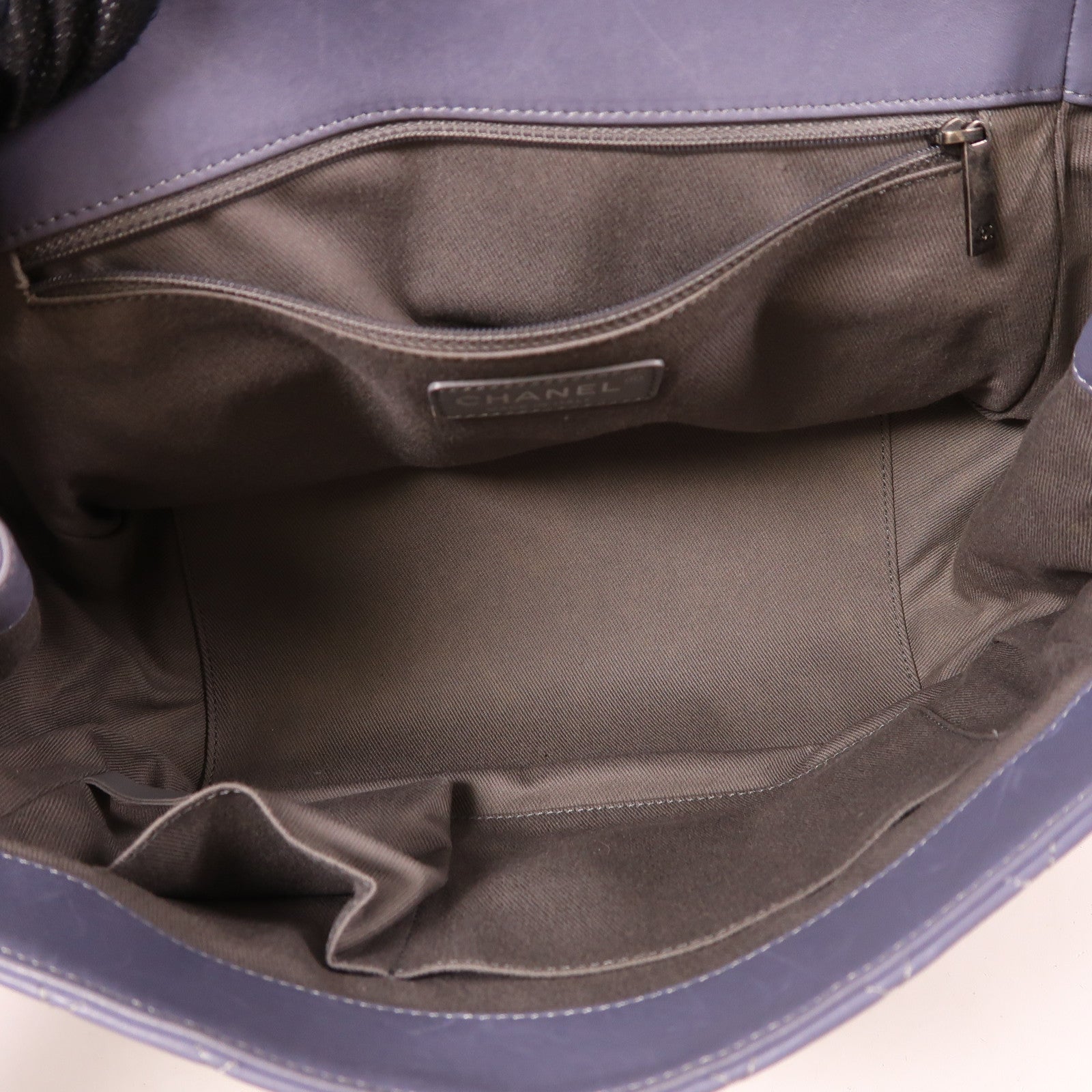 CHANEL CC Boy Accordion Flap Chain Shoulder Bag Lambskin Leather Purple