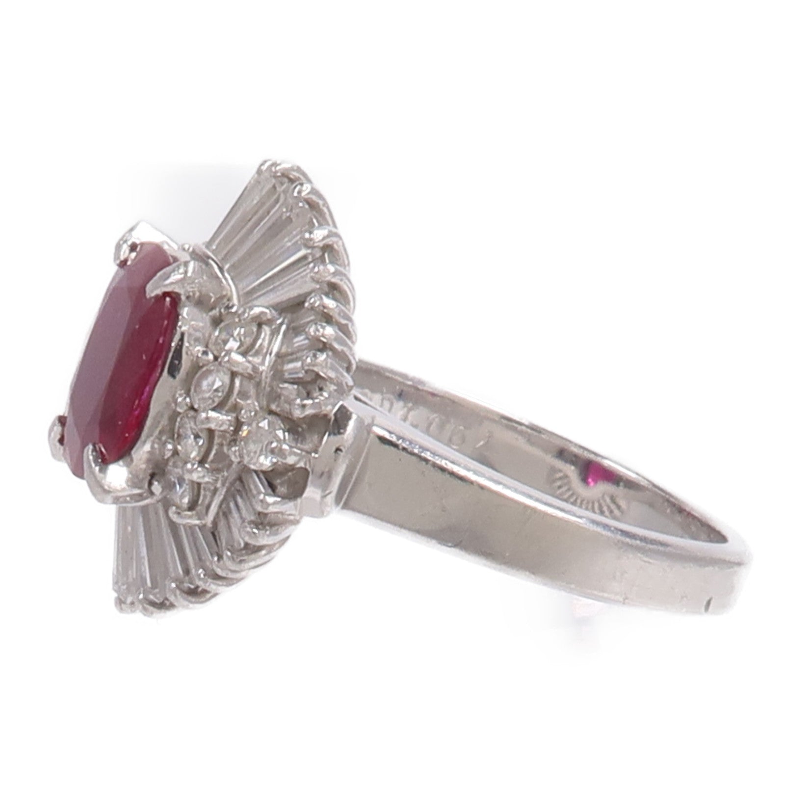 JEWELRY PT900鉑金Ruby Diamond Ring紅寶石/鑽石戒指