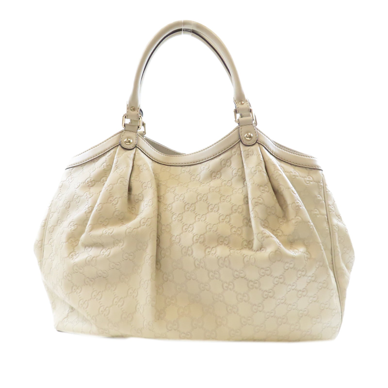 GUCCI 皮革Hand Bag金扣手挽袋灰色