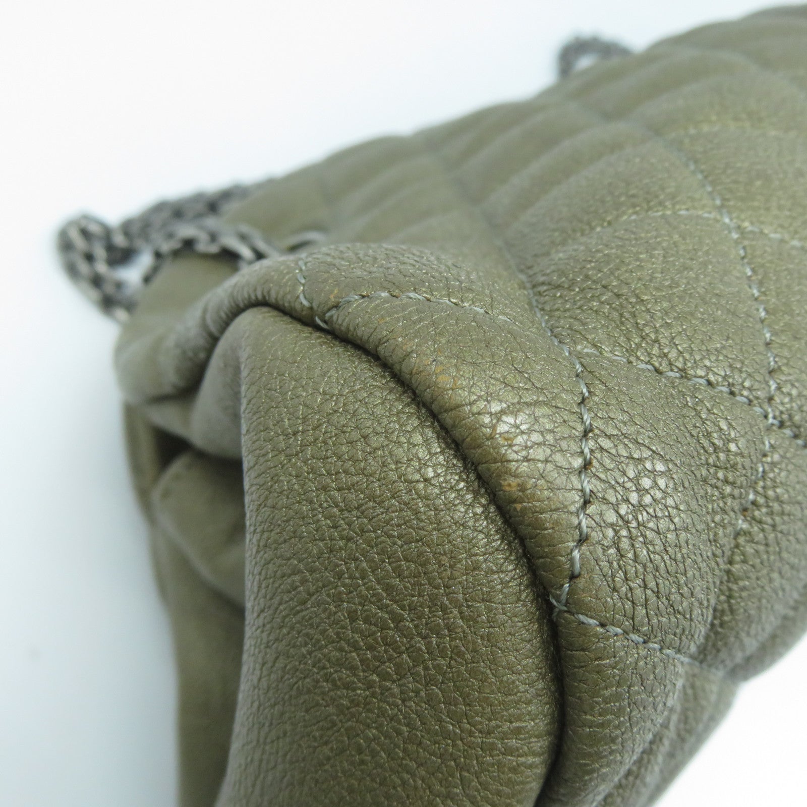CHANEL 【激減優惠】菱格牛皮皮革Chain Shoulder Bag銀扣鏈帶肩背袋啡色
