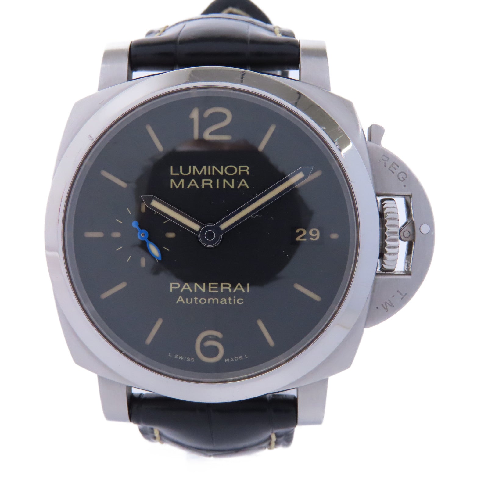 PANERAI Luminor Marina 1950不鏽鋼/皮革帶手錶自動機芯黑色