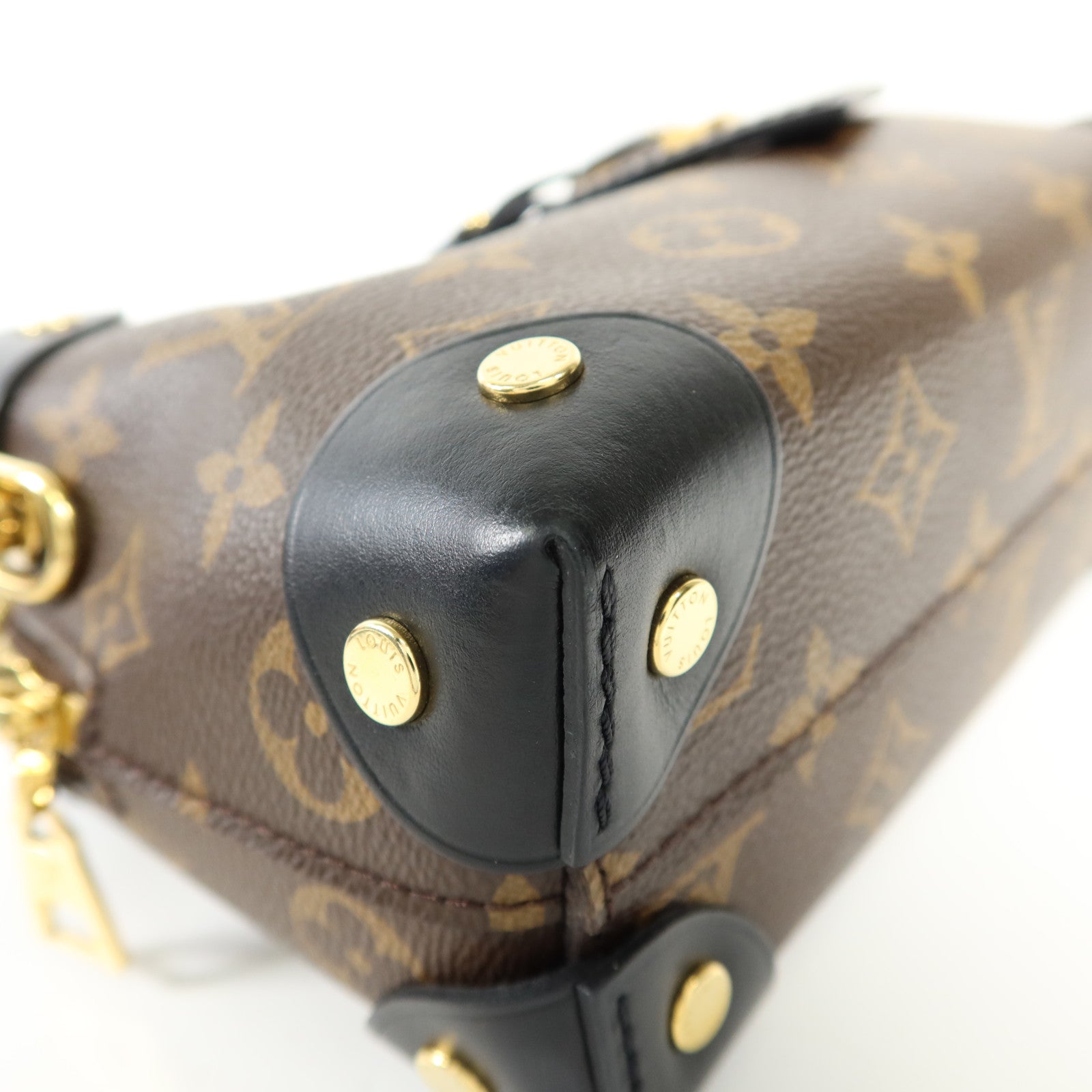 LOUIS VUITTON Monogram Petite Malle Souple金扣手挽肩背兩用袋棕色