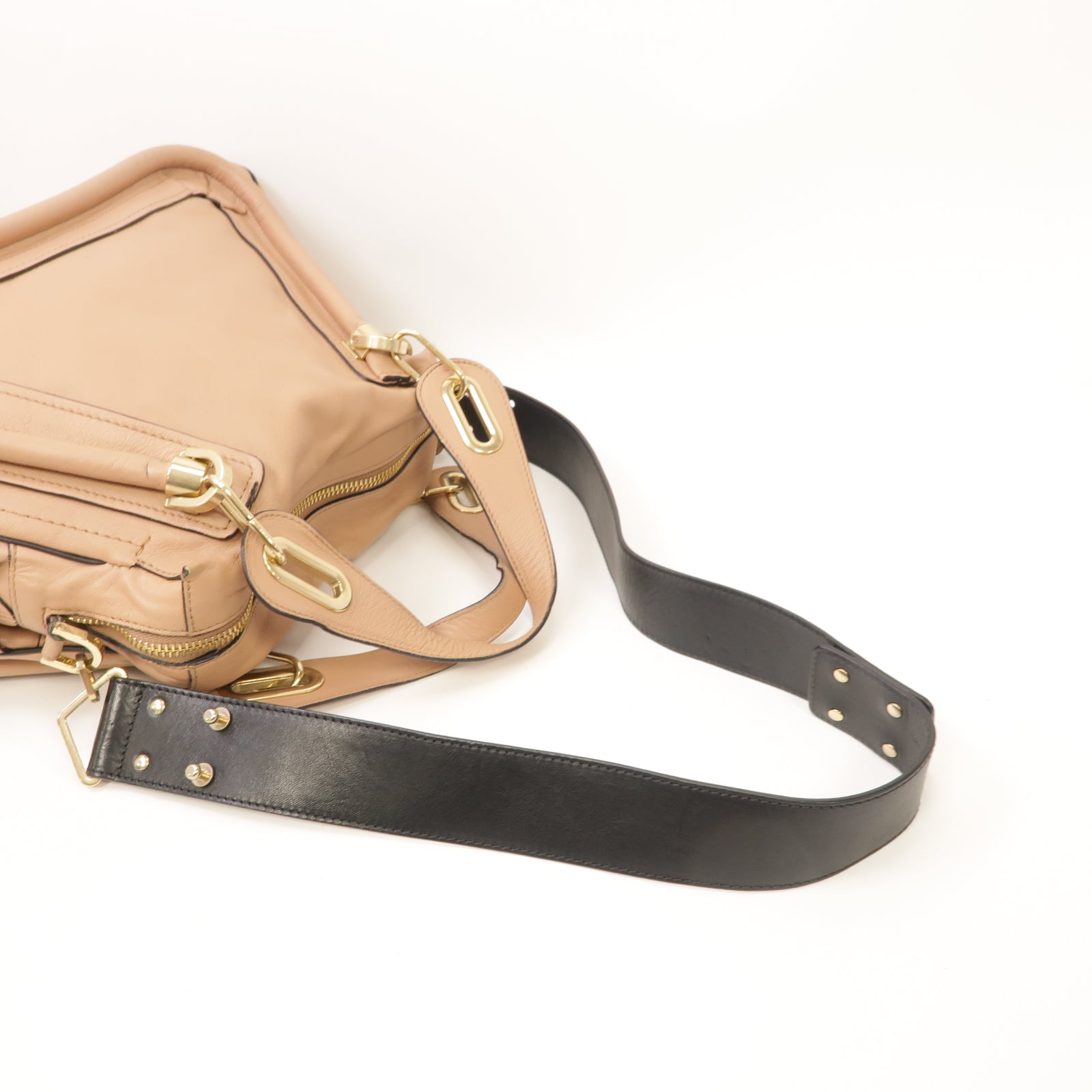 Chloe 【激減優惠】牛皮皮革2 Way Shoulder Bag金扣手挽肩背兩用袋裸色