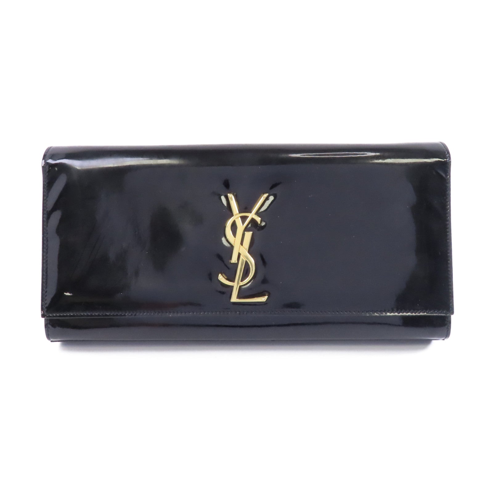 SAINT LAURENT 漆皮皮革Clutch金扣手拿包黑色