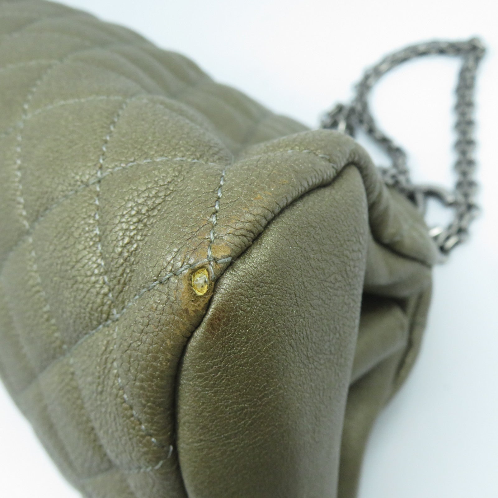 CHANEL 【激減優惠】菱格牛皮皮革Chain Shoulder Bag銀扣鏈帶肩背袋啡色