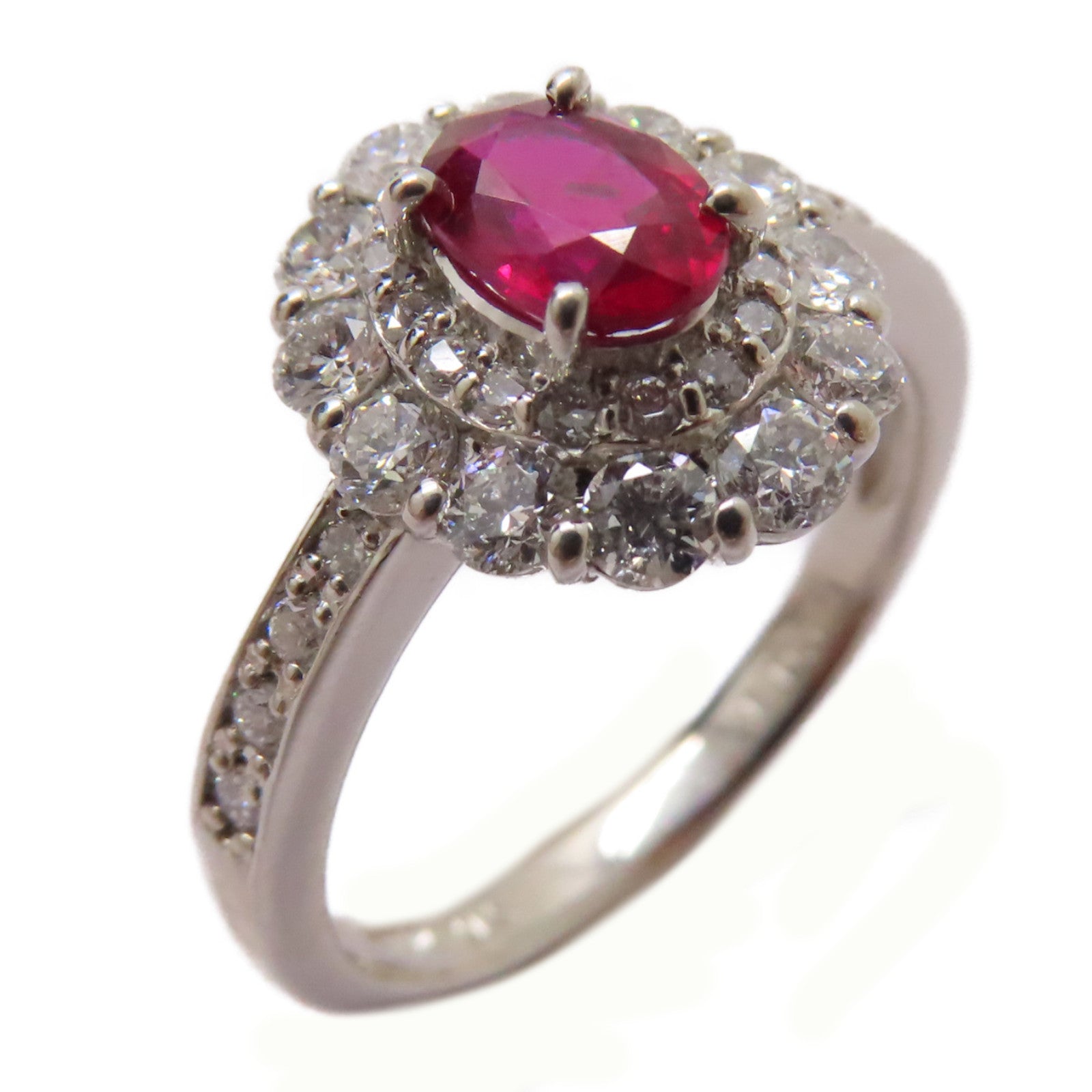JEWELRY PT鉑金Ruby/Diamond Ring 0.57ct紅寶石/0.74ct鑽石戒指US#6.25