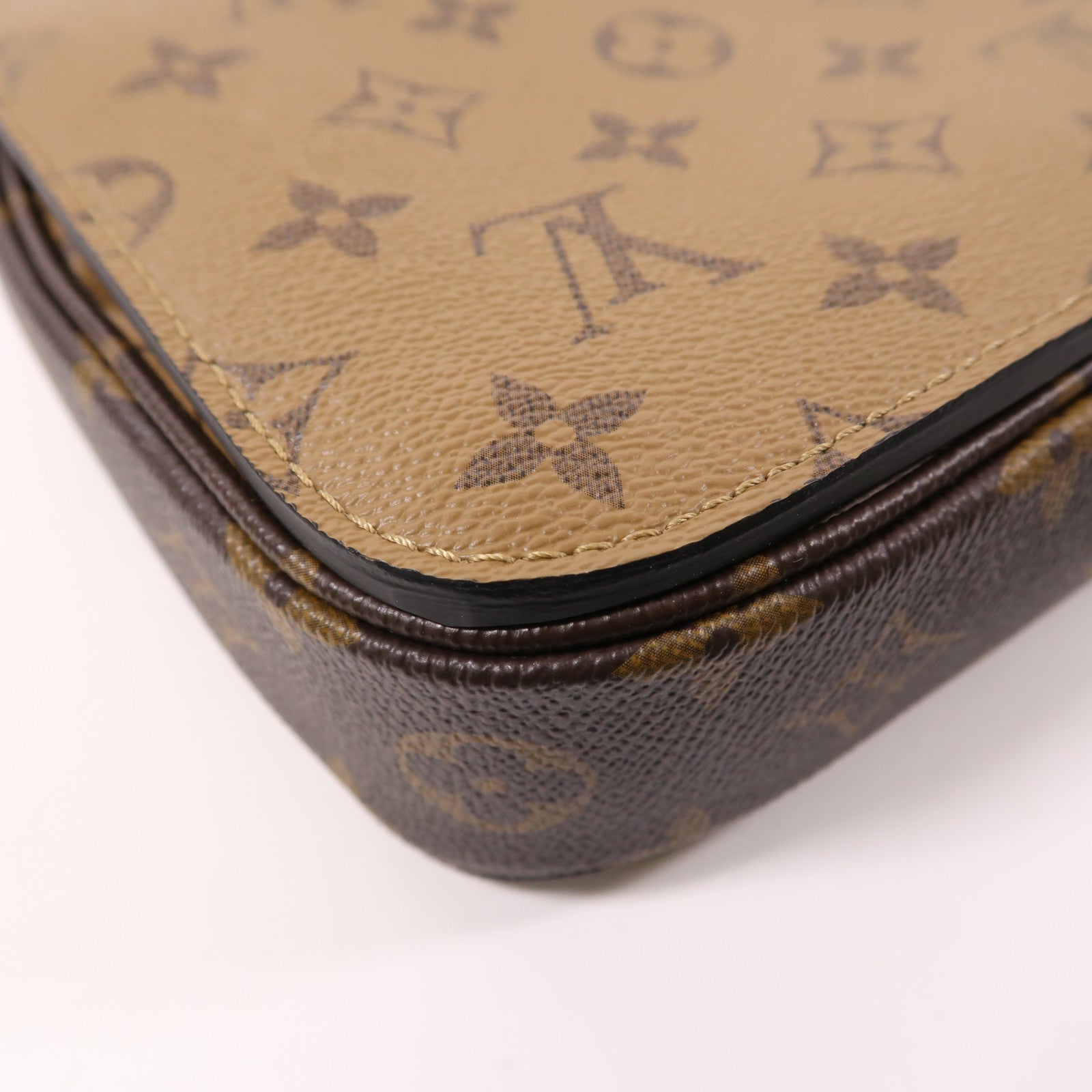 LOUIS VUITTON Monogram Reverse Pochette Metis金扣手挽肩背兩用袋棕色