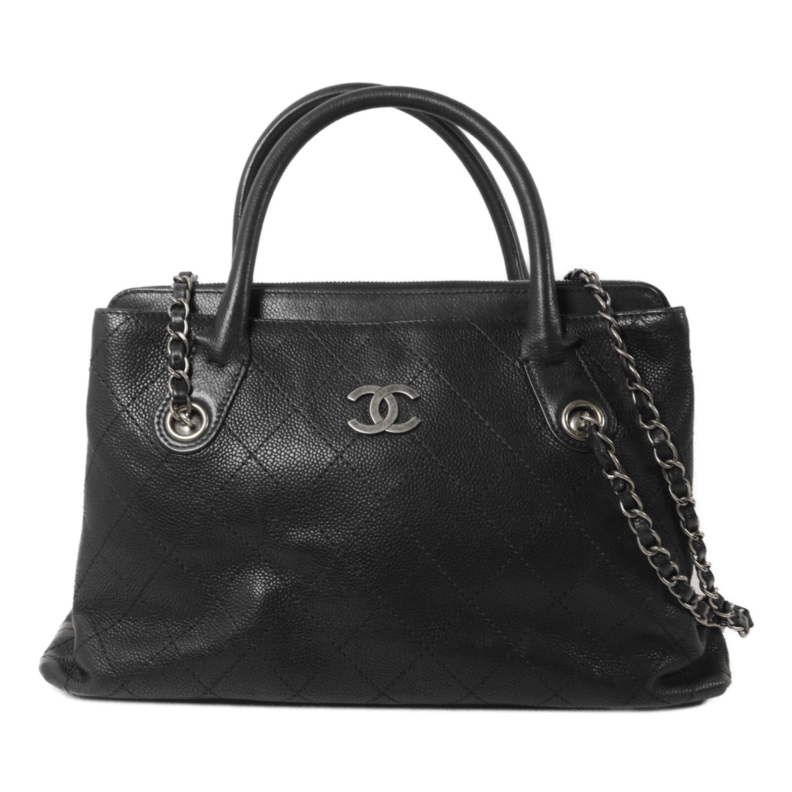 CHANEL 牛皮皮革2 Way Bag鏈帶手挽肩背兩用袋