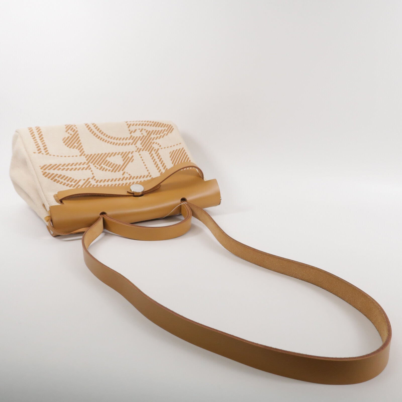 HERMES 帆布Herbag PM (Brides de Gala)手挽肩背兩用袋Gold