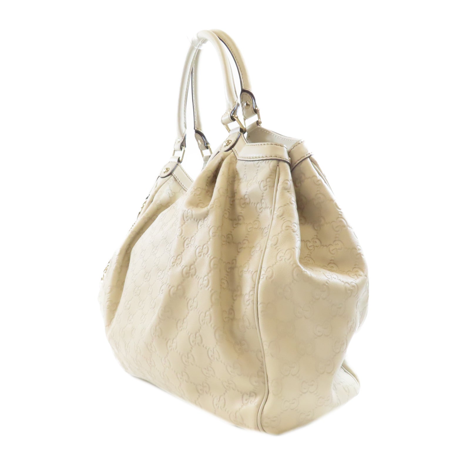 GUCCI 皮革Hand Bag金扣手挽袋灰色