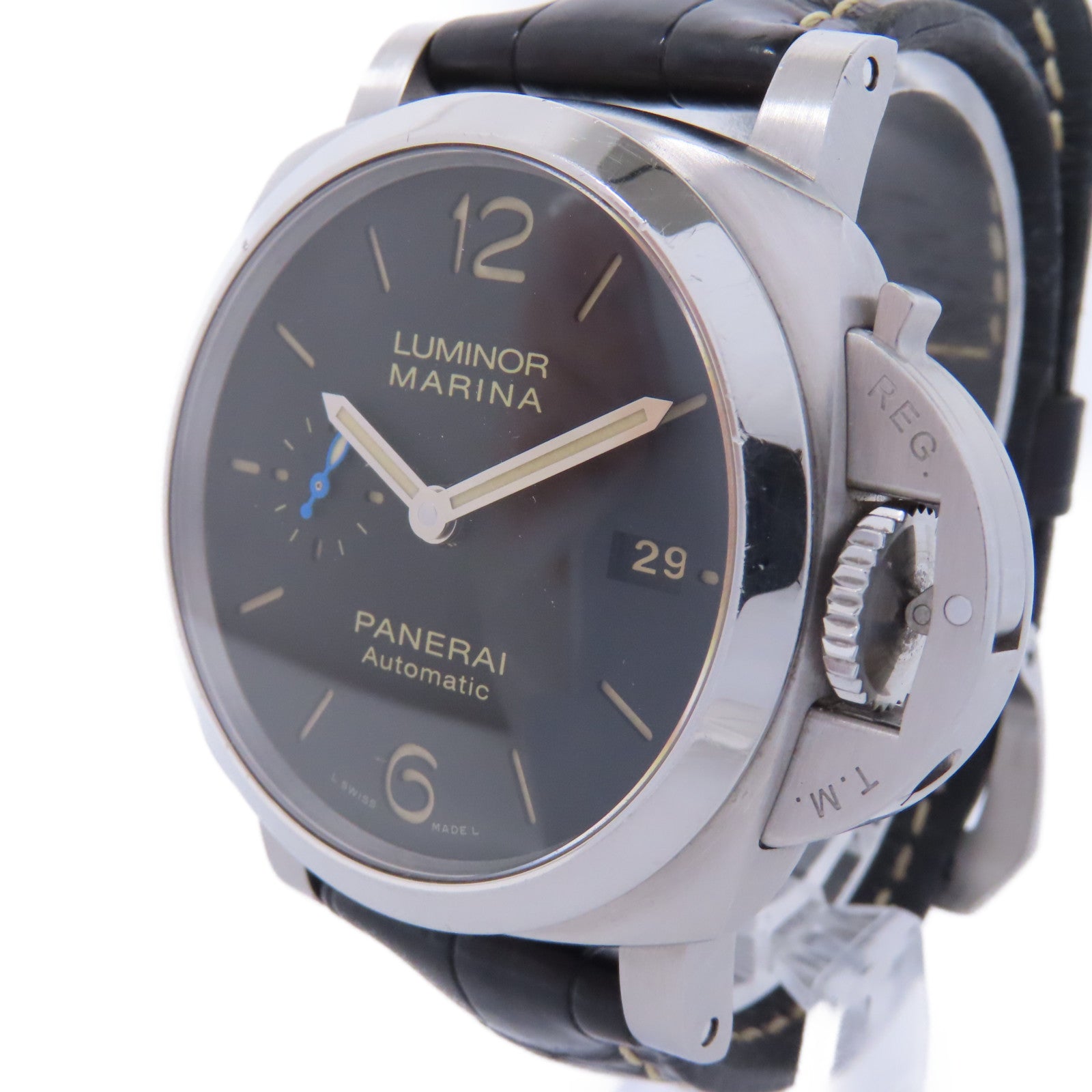 PANERAI Luminor Marina 1950不鏽鋼/皮革帶手錶自動機芯黑色