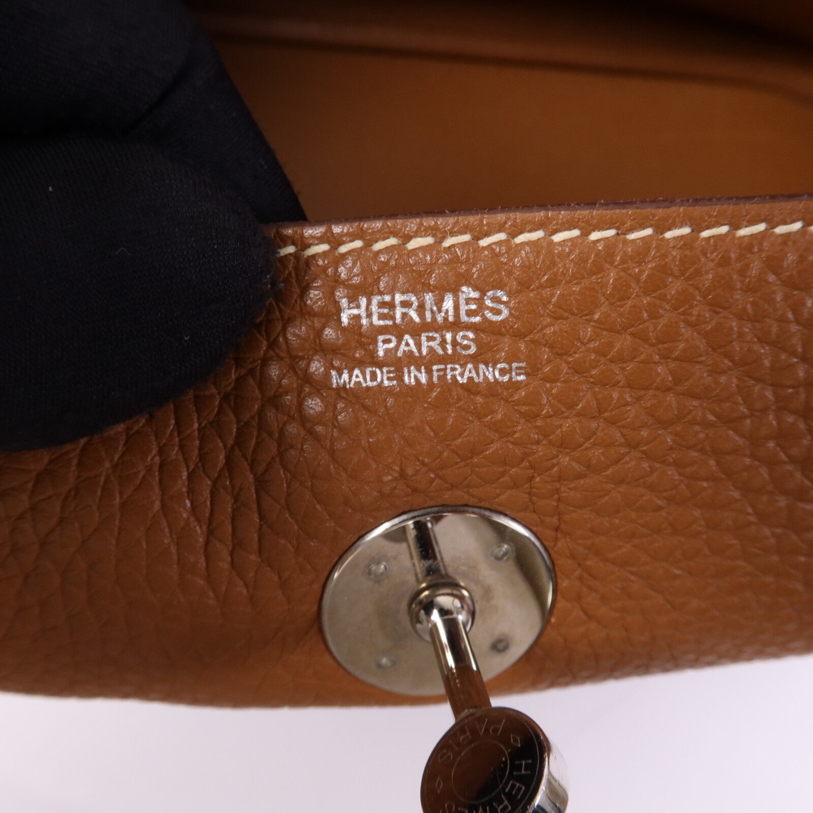 HERMES Clemence皮革Lindy 30手挽肩背兩用袋Gold