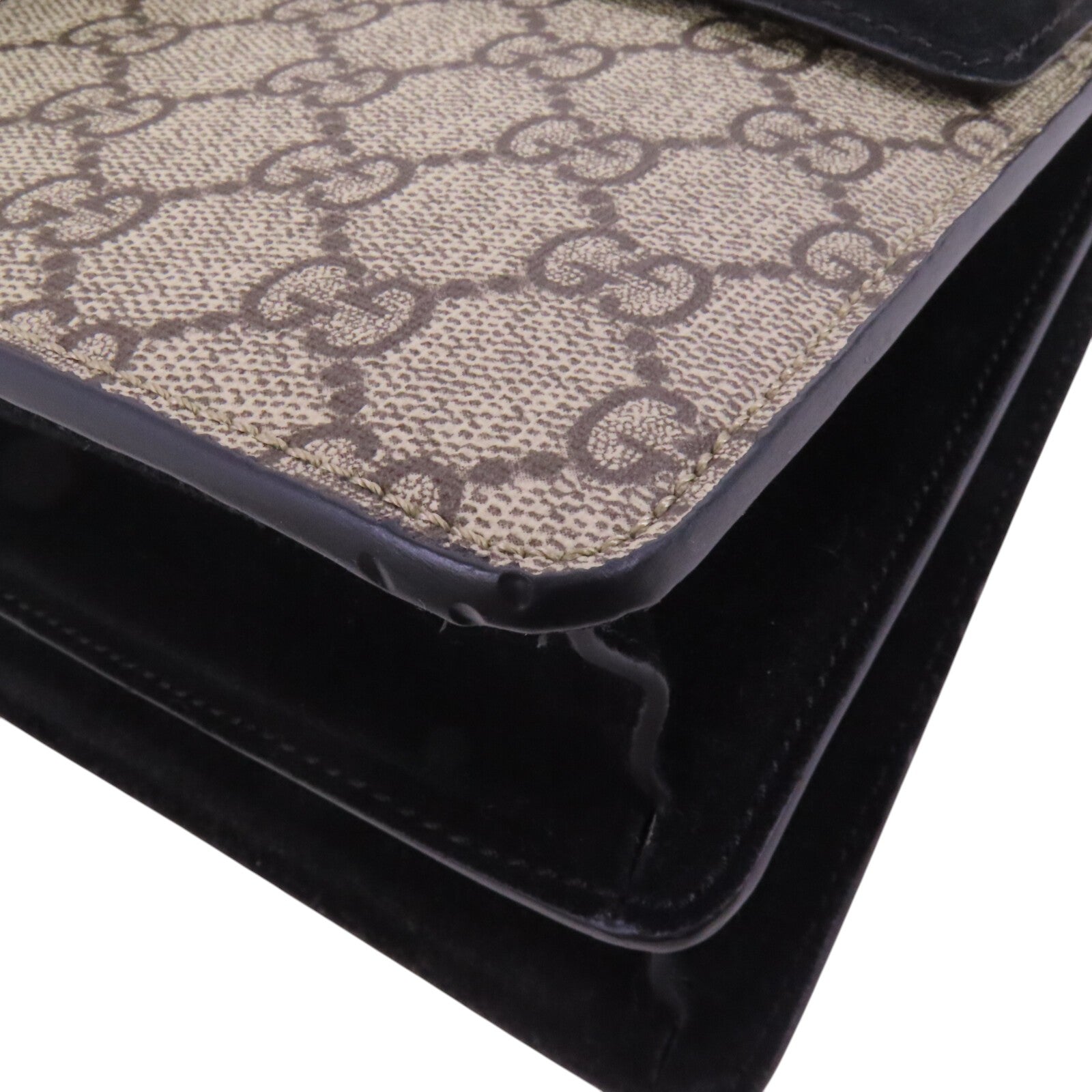 GUCCI 塗層帆布Dionysus銀扣鏈帶肩背袋