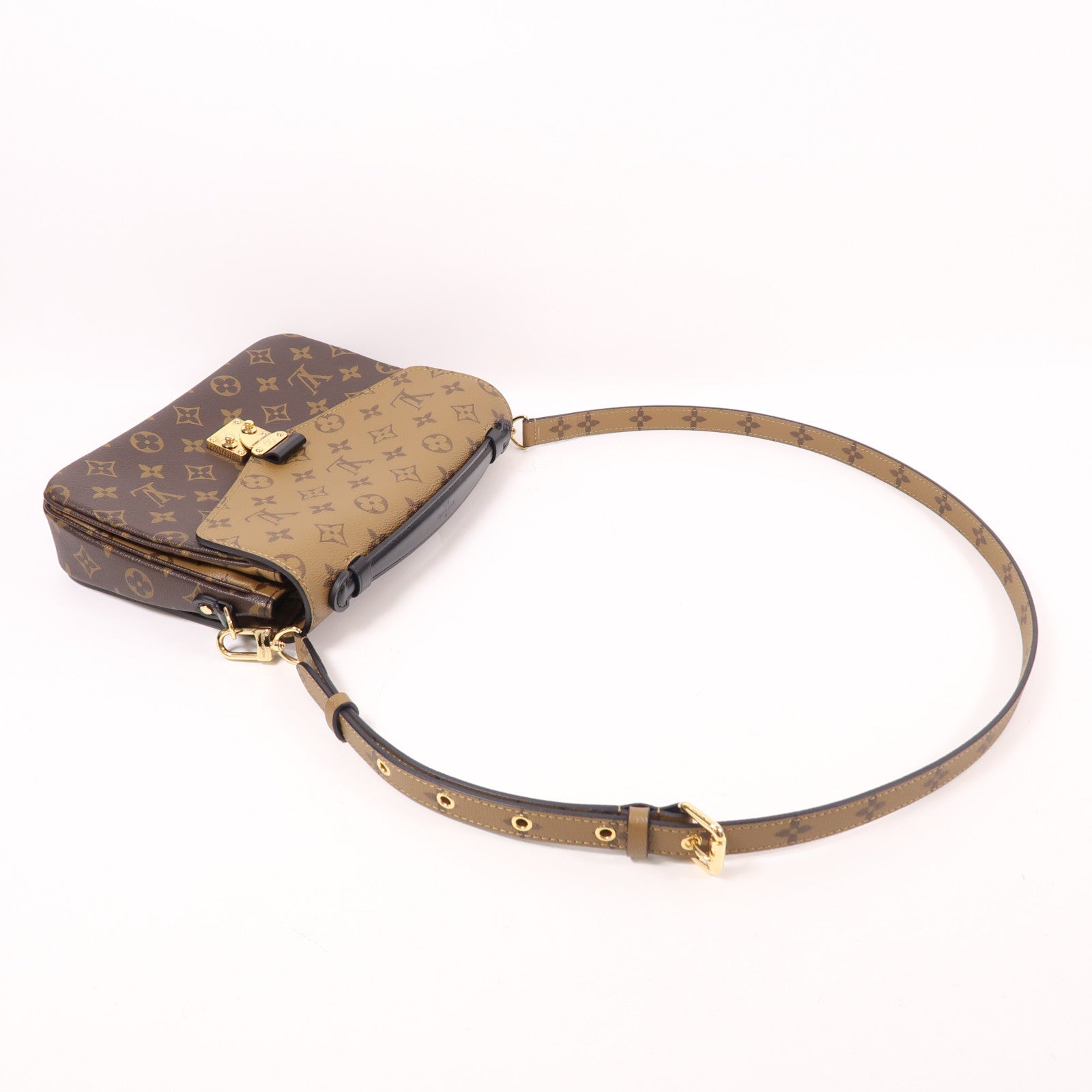 LOUIS VUITTON Monogram Reverse Pochette Metis金扣手挽肩背兩用袋棕色