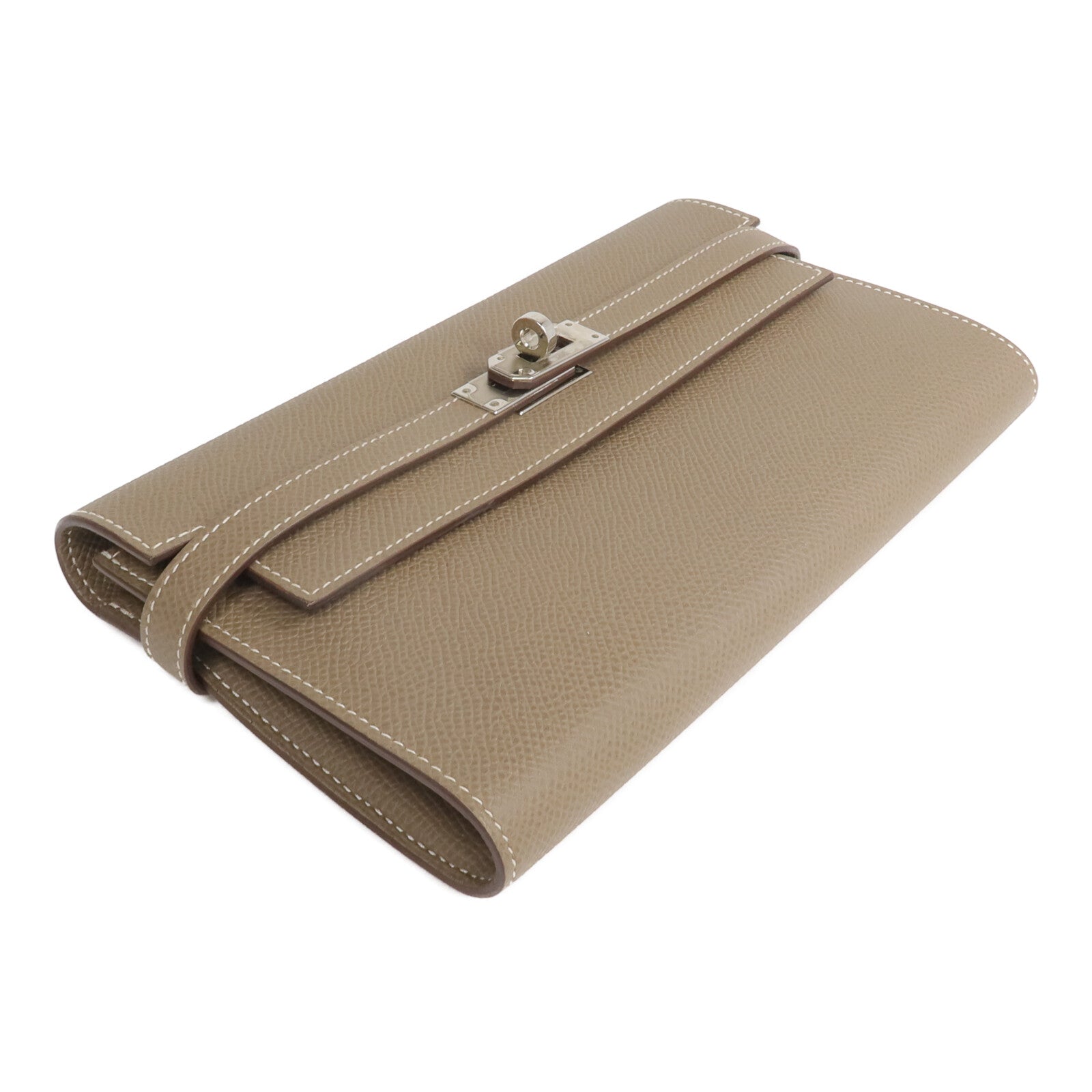 HERMES Epsom皮革Kelly Wallet長錢包Etoupe