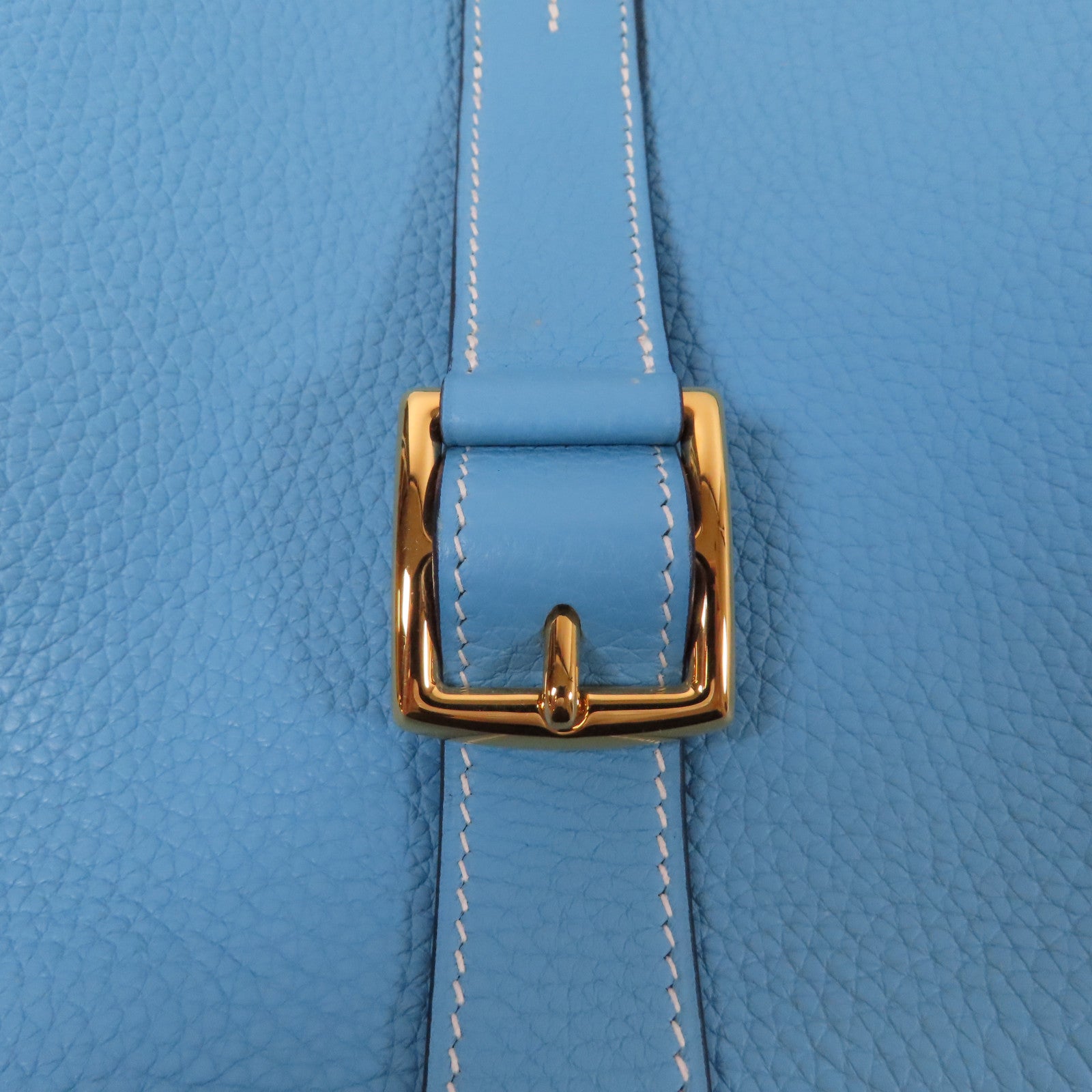 HERMES 牛皮皮革Halzan 31 2 Way Shoulder金扣手挽肩背兩用袋藍色