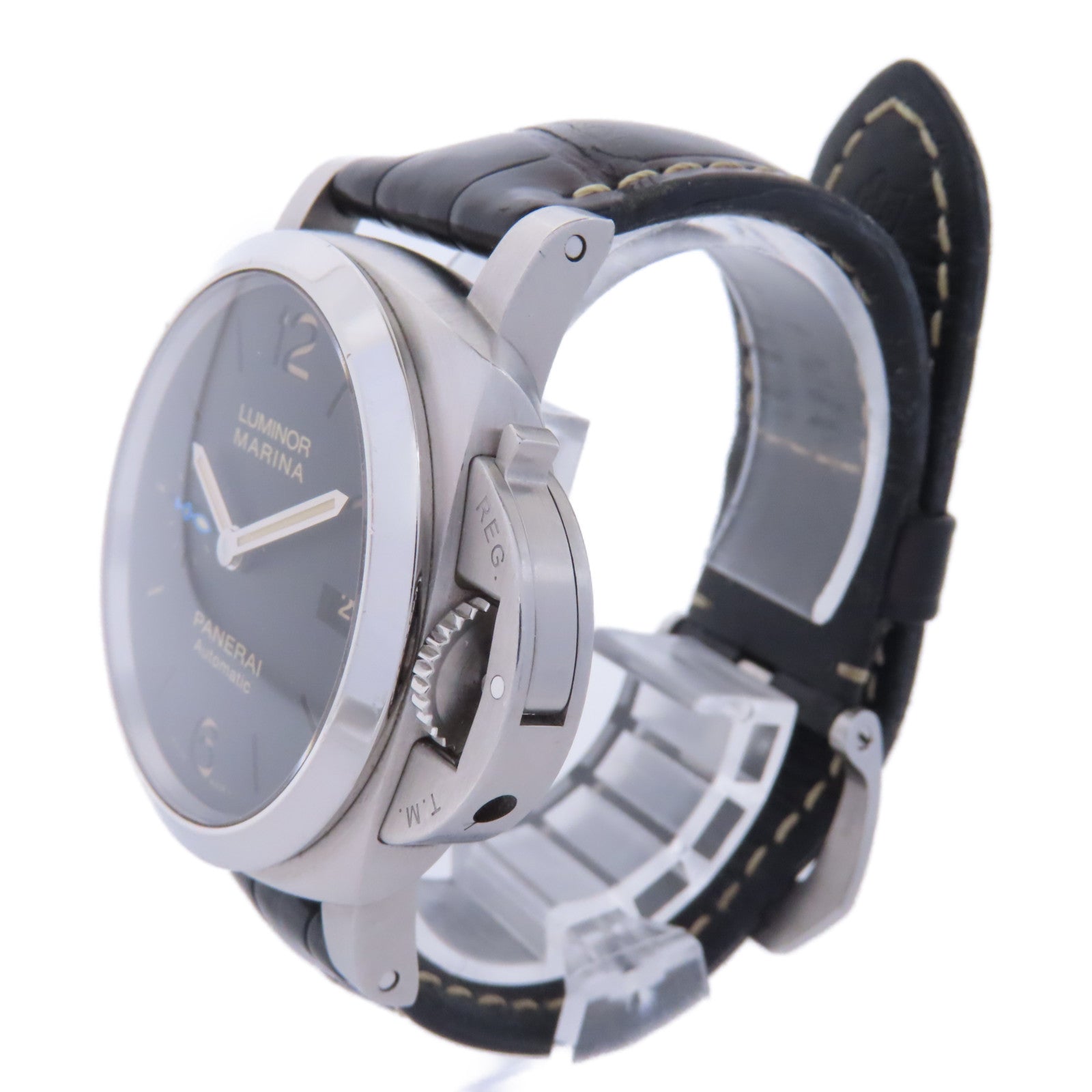PANERAI Luminor Marina 1950不鏽鋼/皮革帶手錶自動機芯黑色
