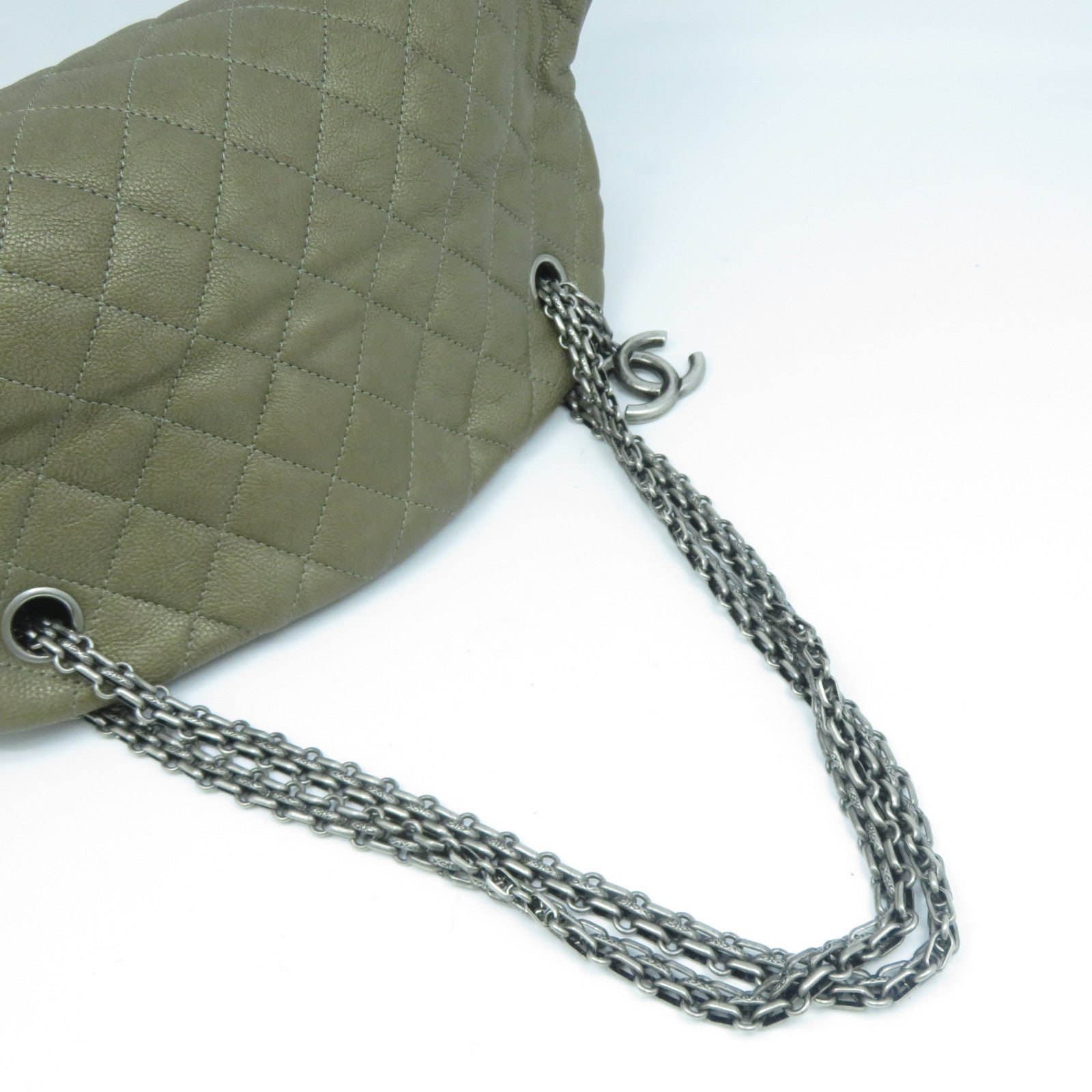 CHANEL 【激減優惠】菱格牛皮皮革Chain Shoulder Bag銀扣鏈帶肩背袋啡色