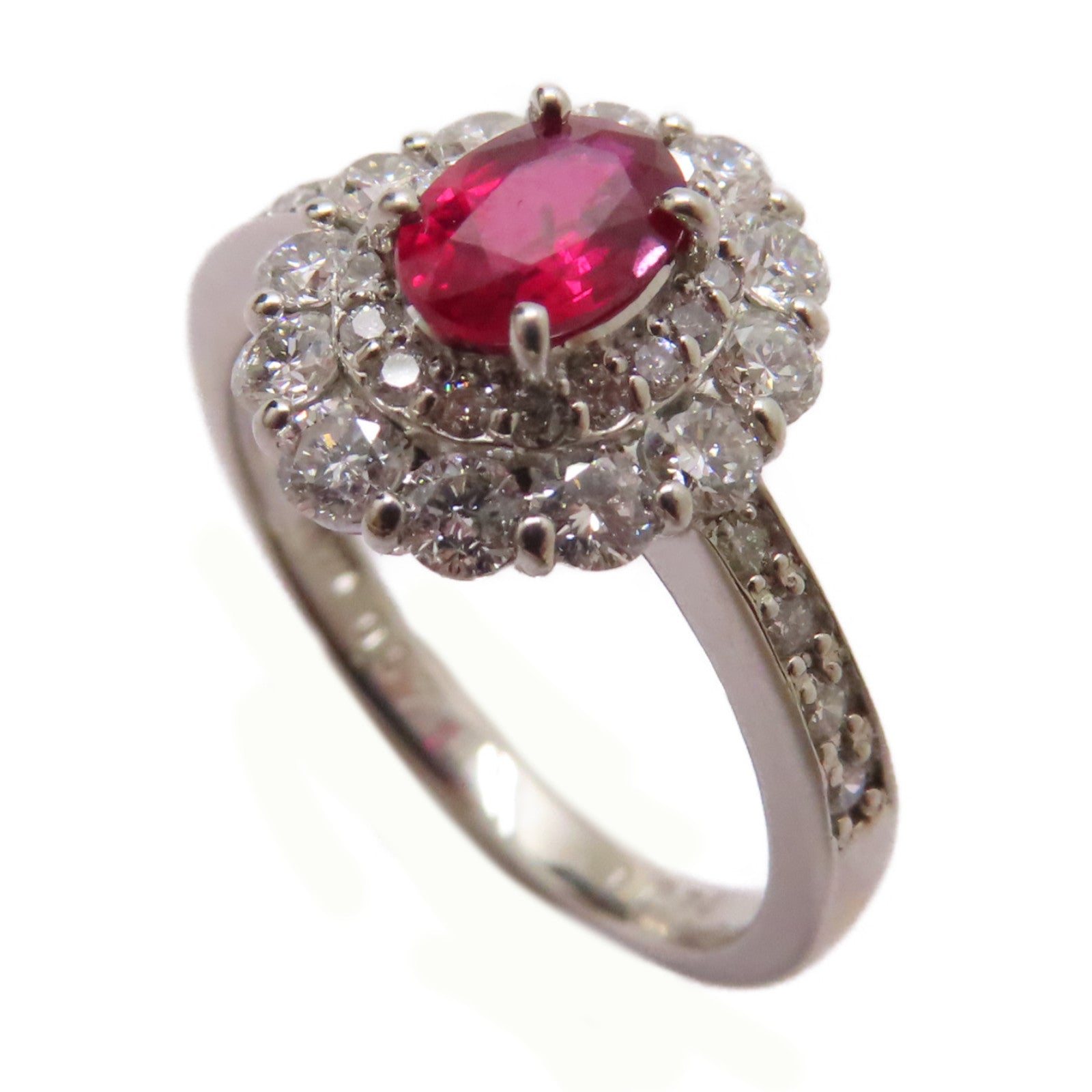 JEWELRY PT鉑金Ruby/Diamond Ring 0.57ct紅寶石/0.74ct鑽石戒指US#6.25