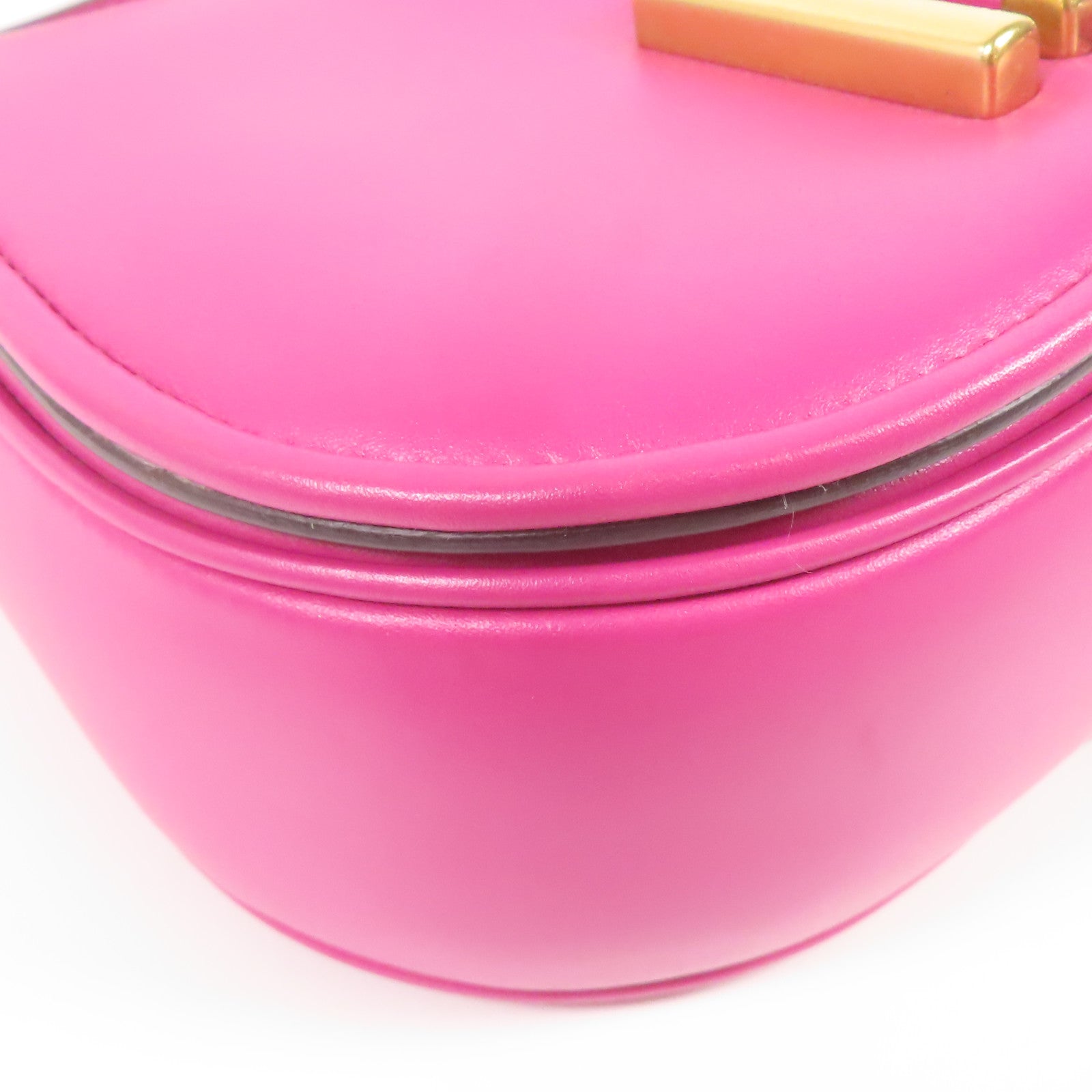 FENDI GHW C'mon Small Shoulder Bag Calfskin Leather Pink