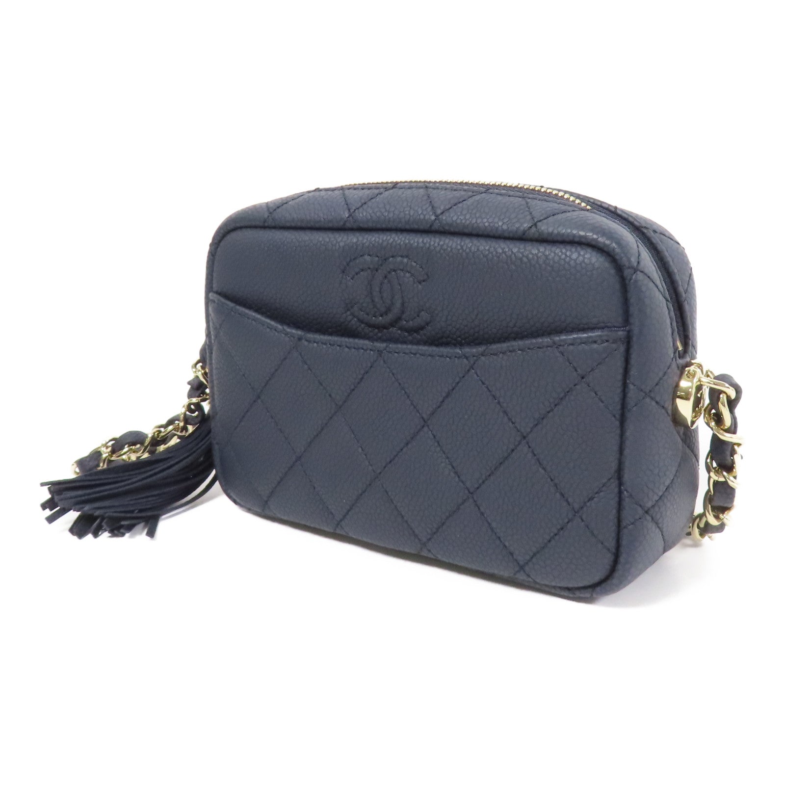 CHANEL 牛皮皮革Shoulder Bag金扣鏈帶肩背袋