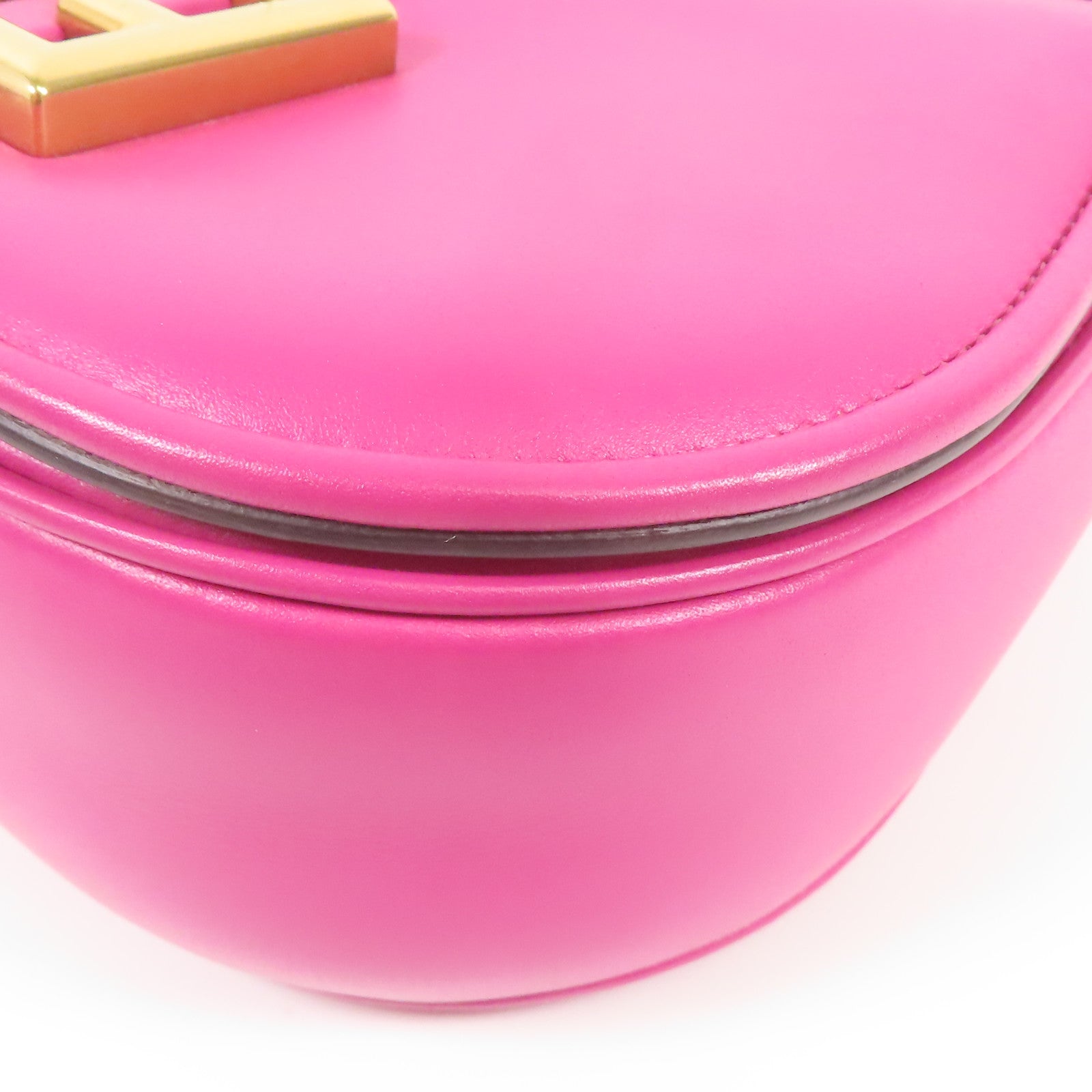 FENDI GHW C'mon Small Shoulder Bag Calfskin Leather Pink