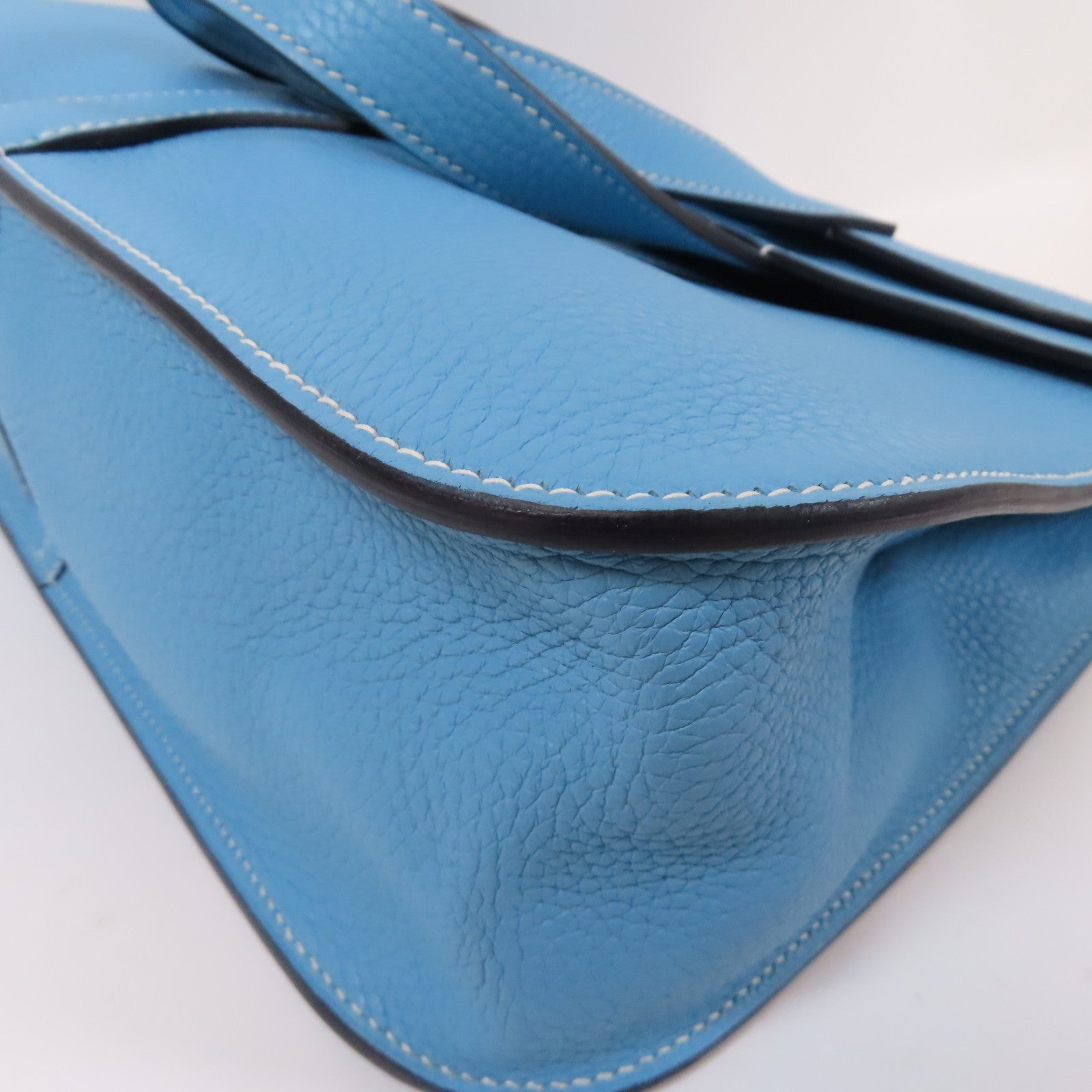 HERMES 牛皮皮革Halzan 31 2 Way Shoulder金扣手挽肩背兩用袋藍色